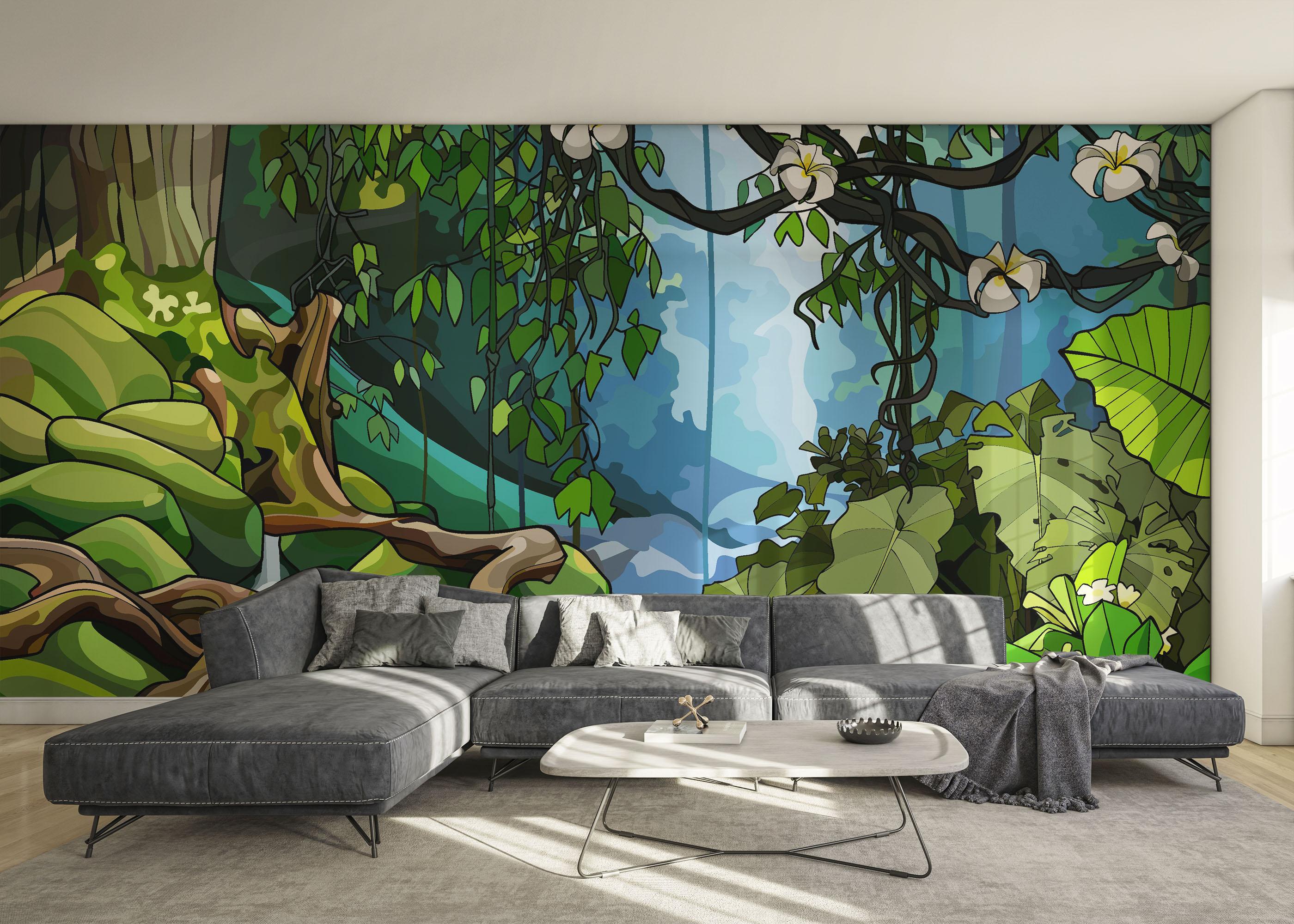 Fototapete Cartoon Jungle Art mockup 0
