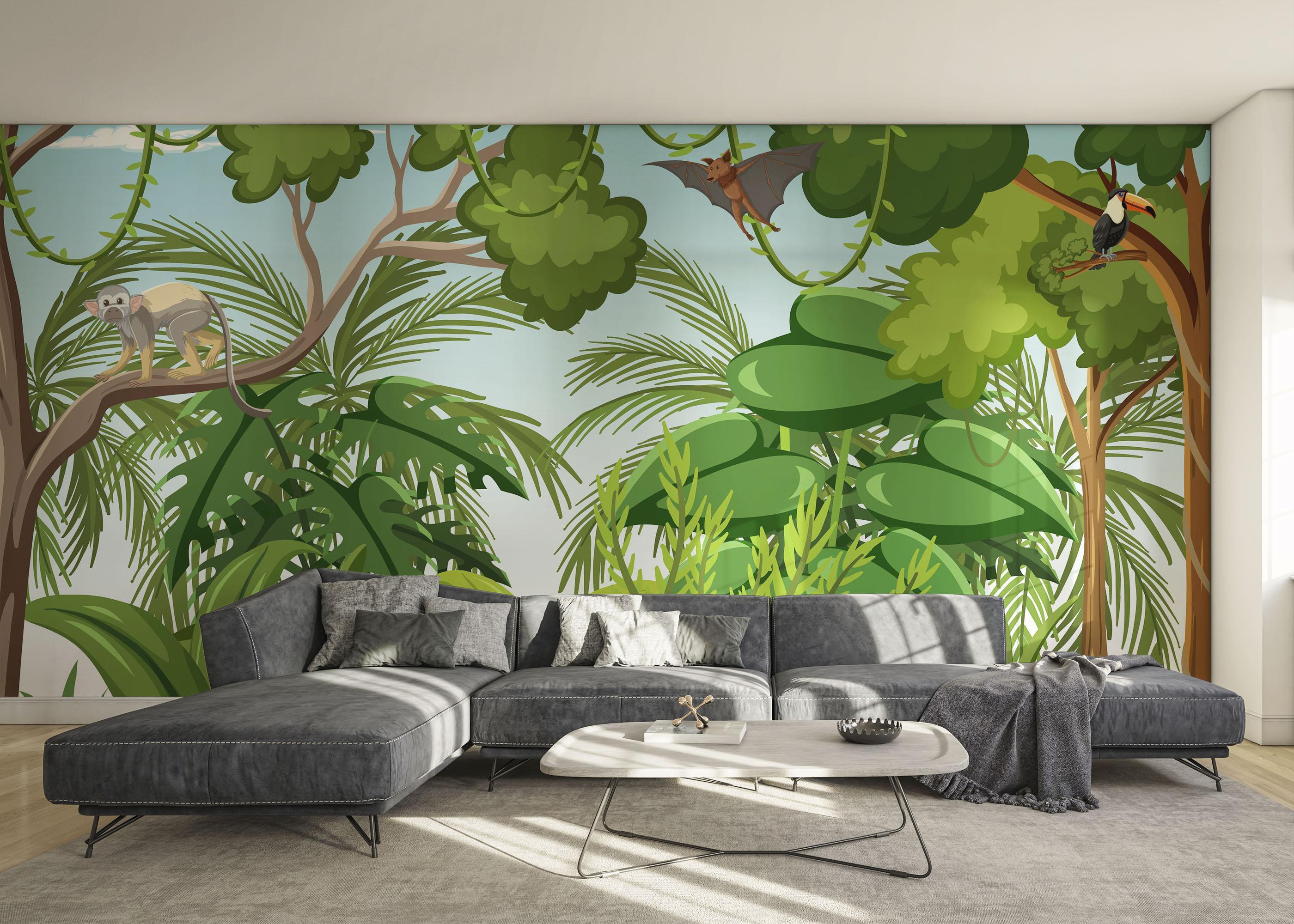 Fototapete Cartoon Tree Animal mockup 0