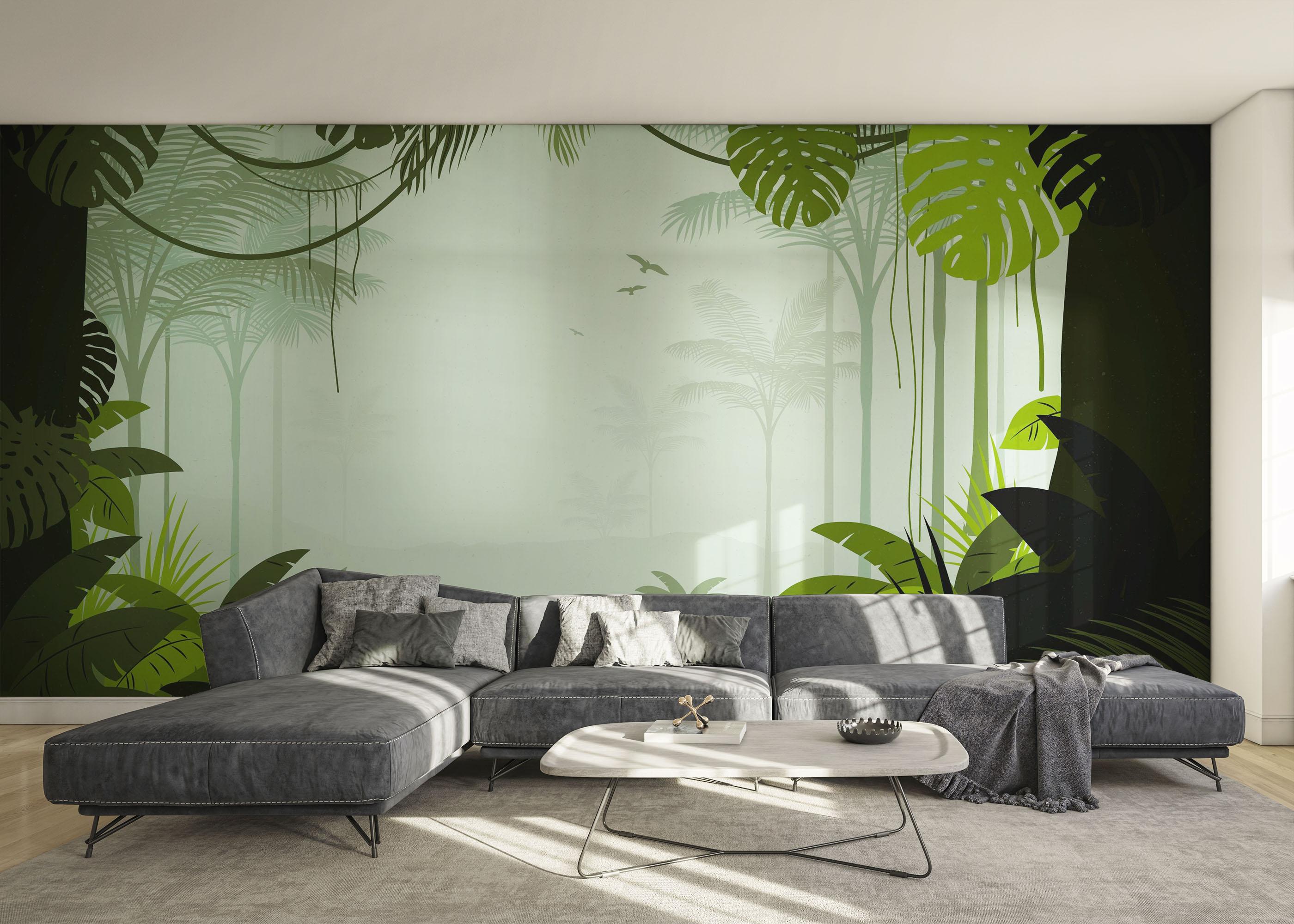 Fototapete Foggy View Jungle mockup 0