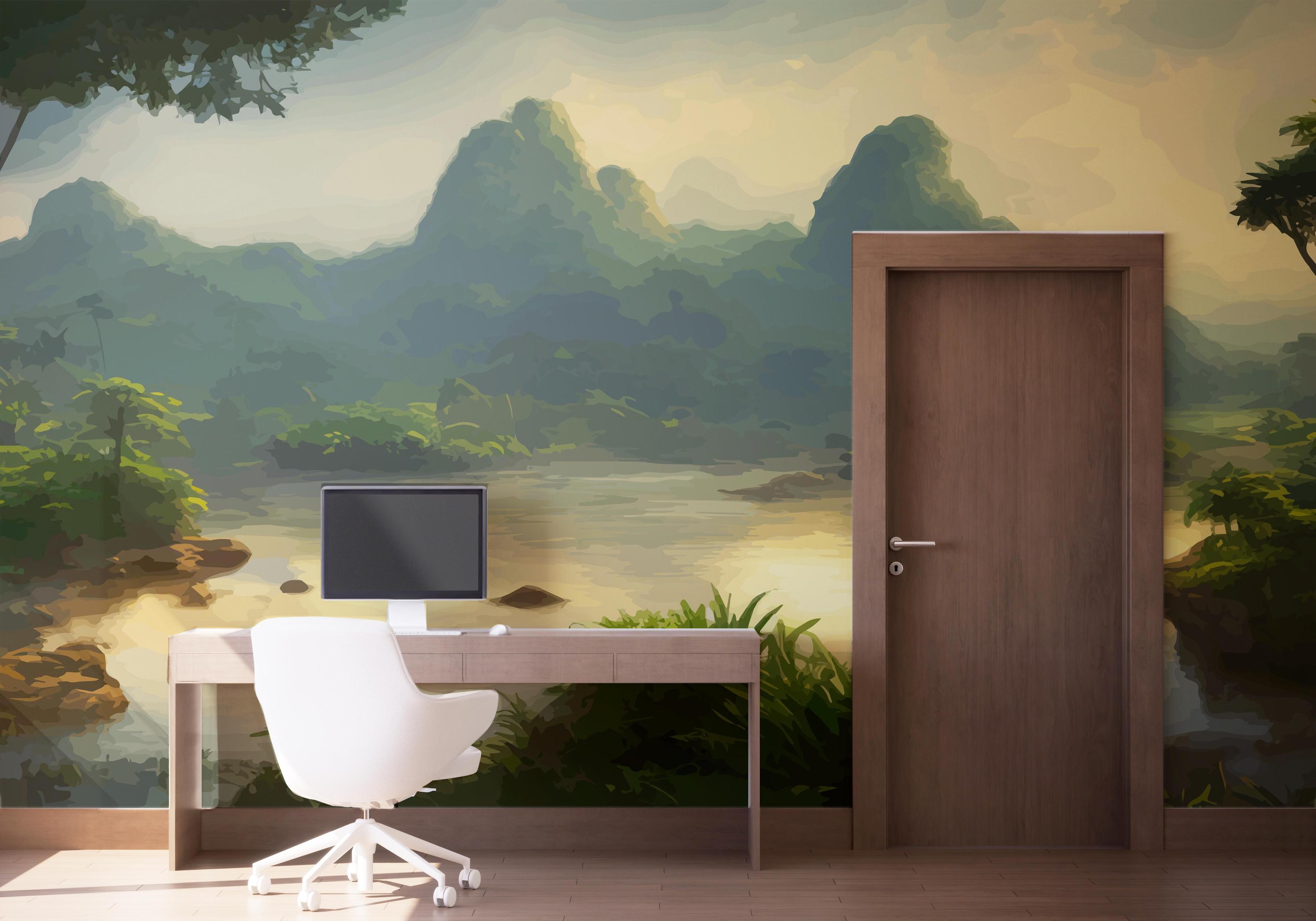 Fototapete Beautiful Jungle Lake mockup 1