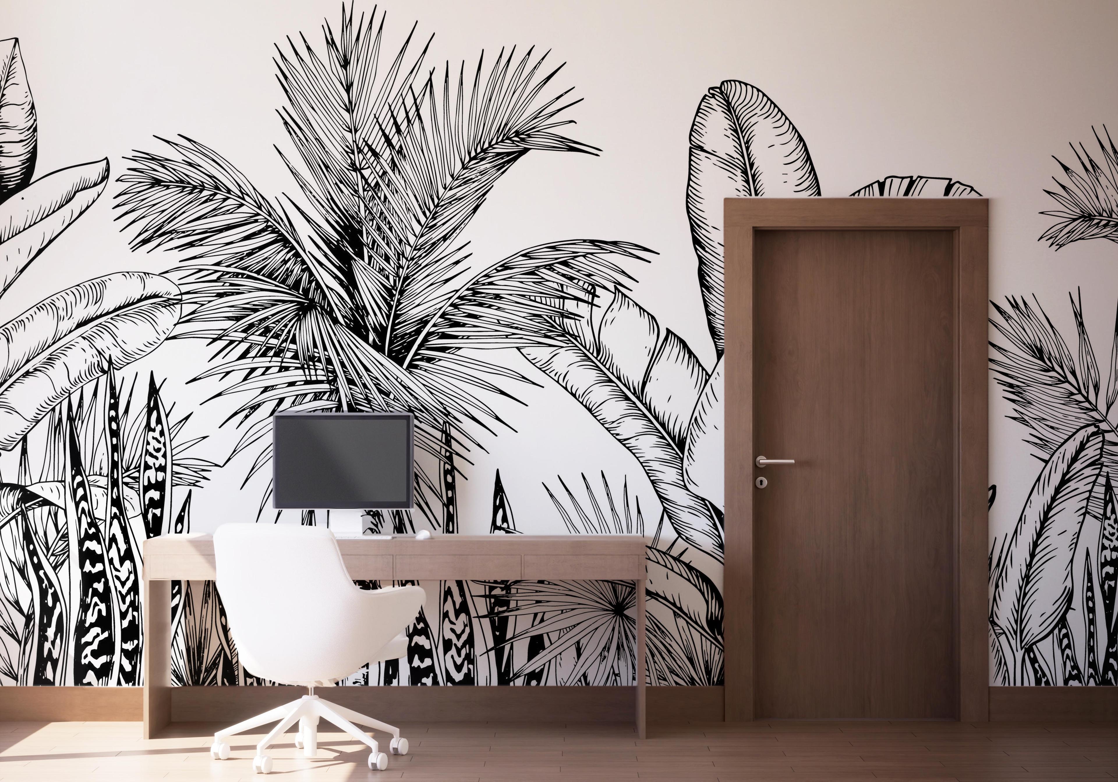 Fototapete Black White Jungle mockup 1