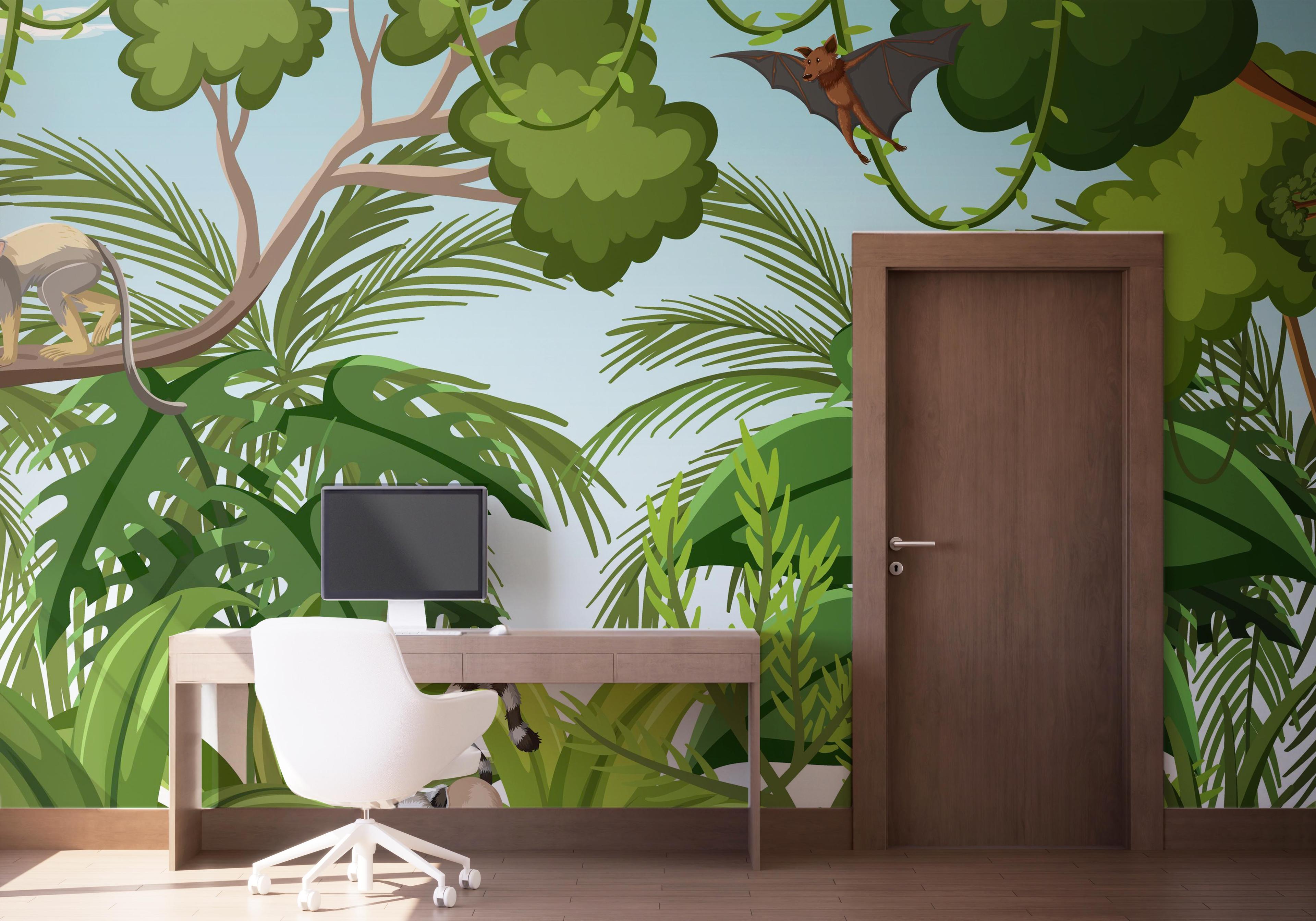 Fototapete Cartoon Tree Animal mockup 1
