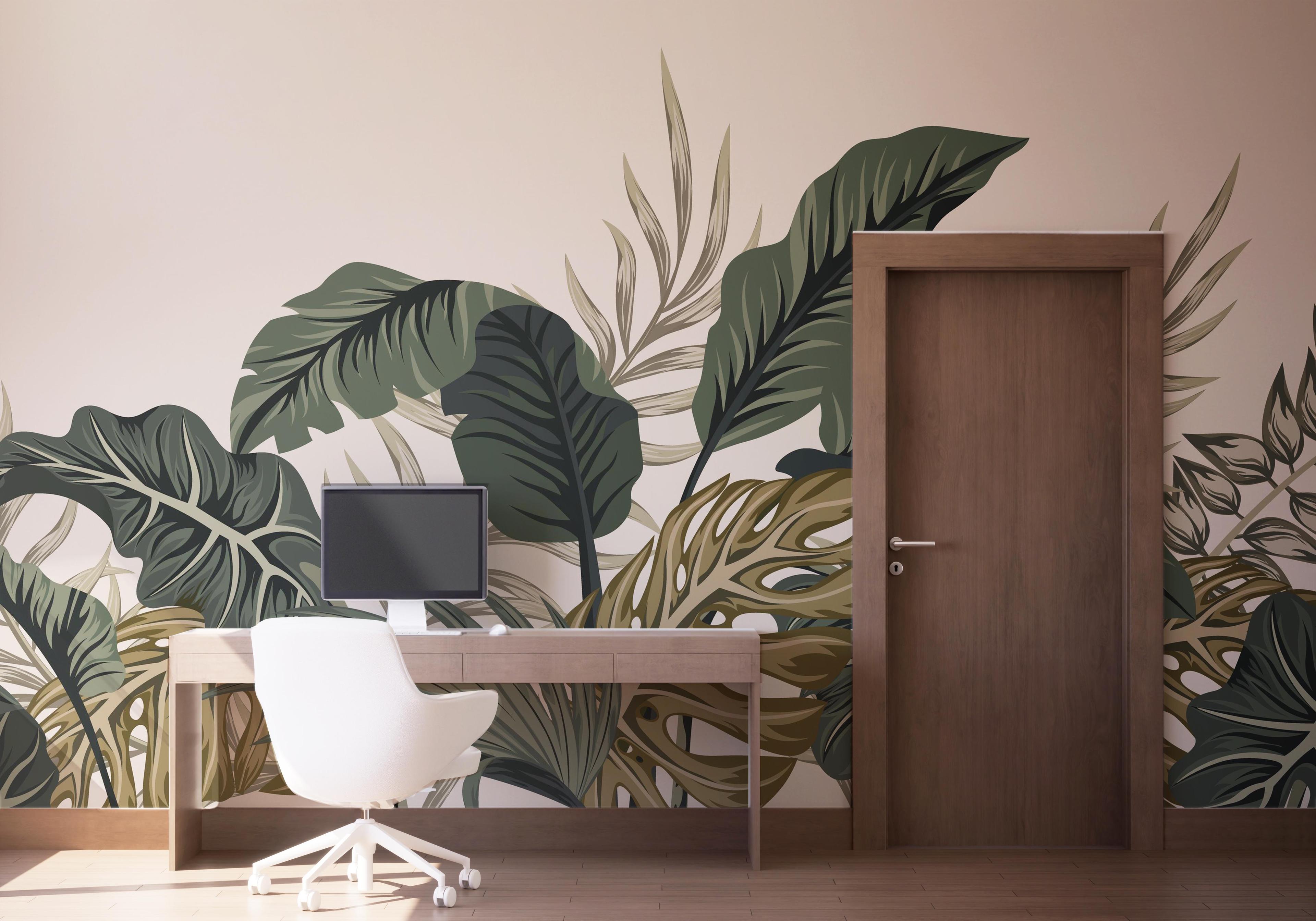 Fototapete Cream Green Jungle mockup 1