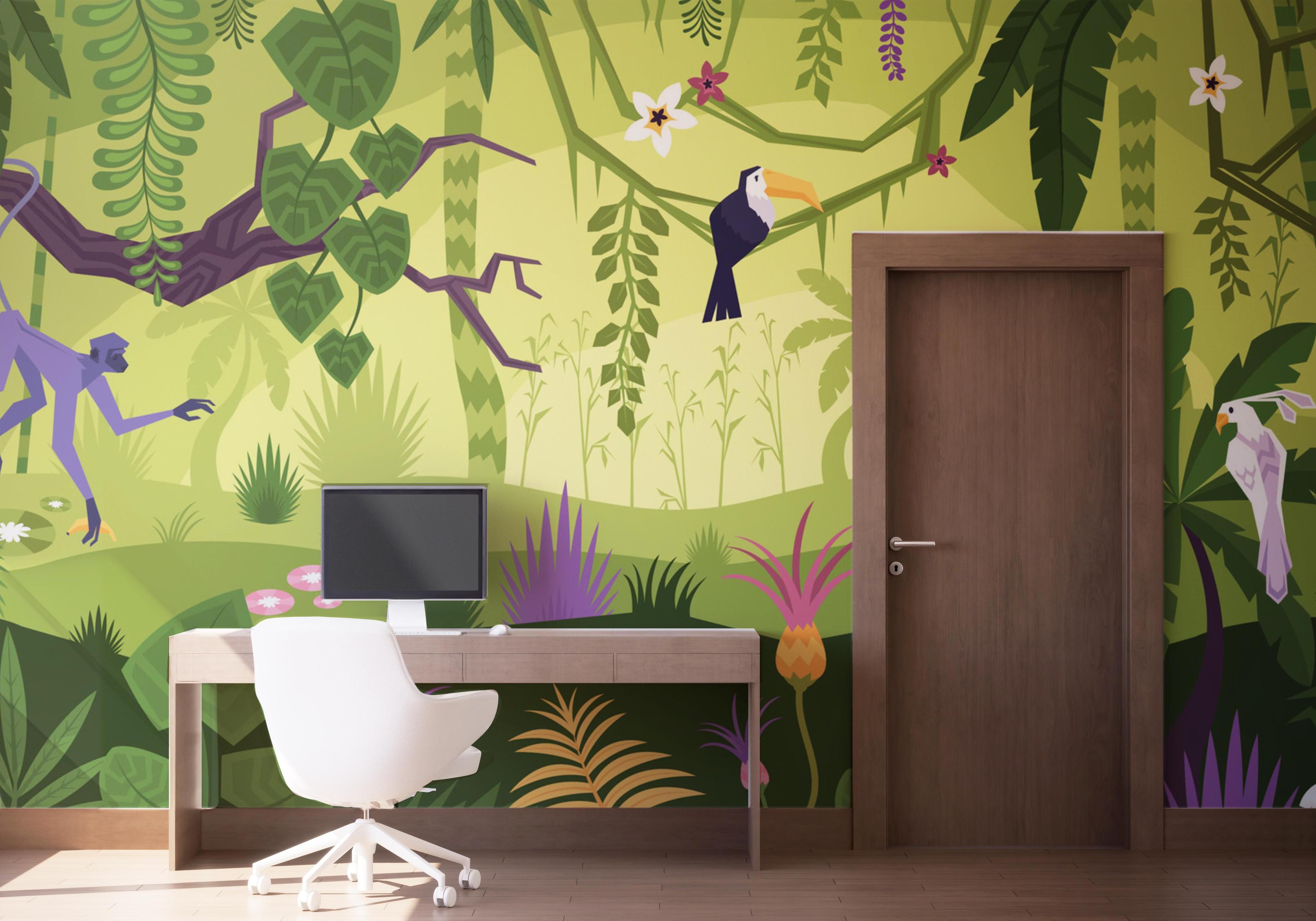 Fototapete Cute Jungle Art mockup 1