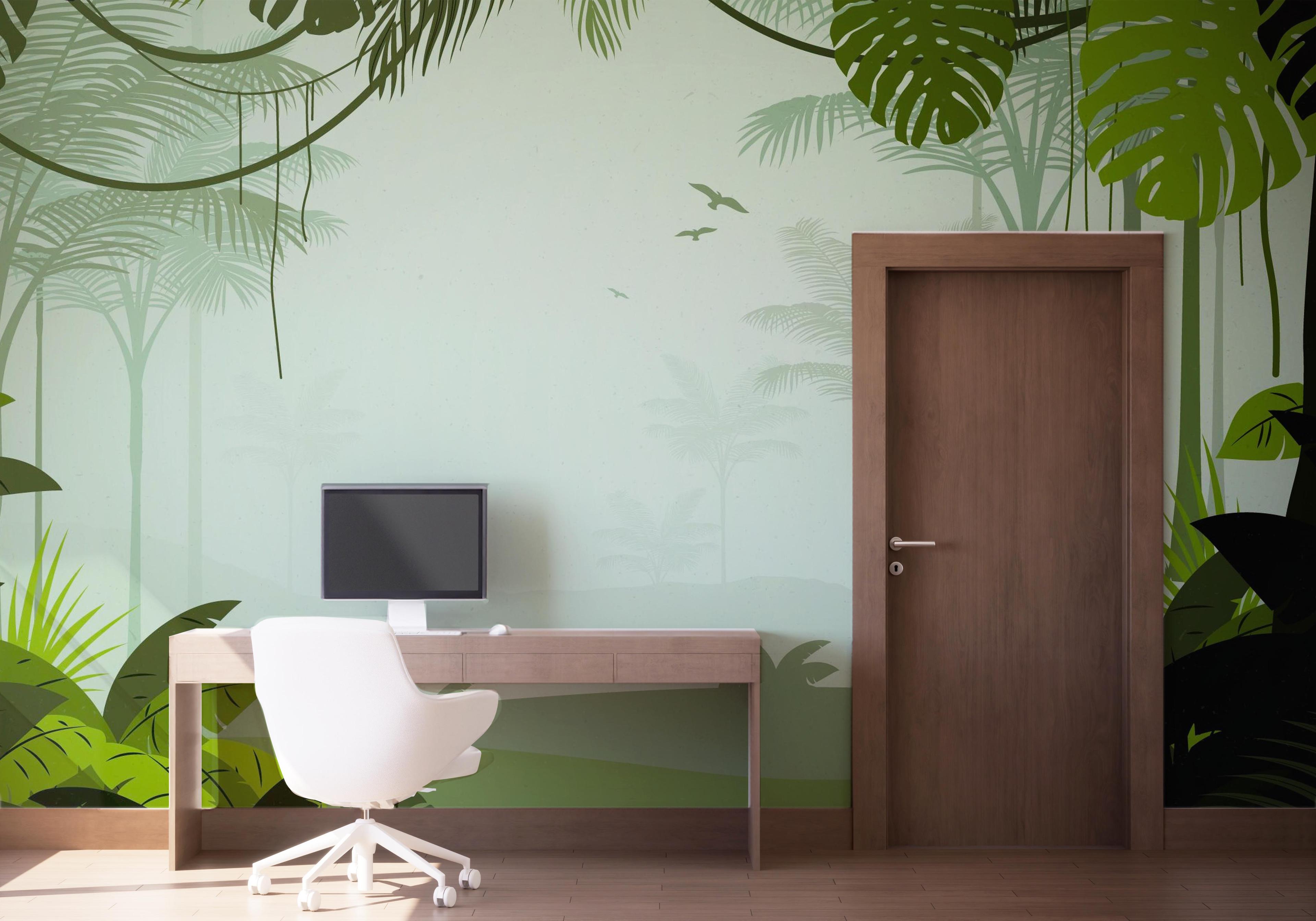 Fototapete Foggy View Jungle mockup 1