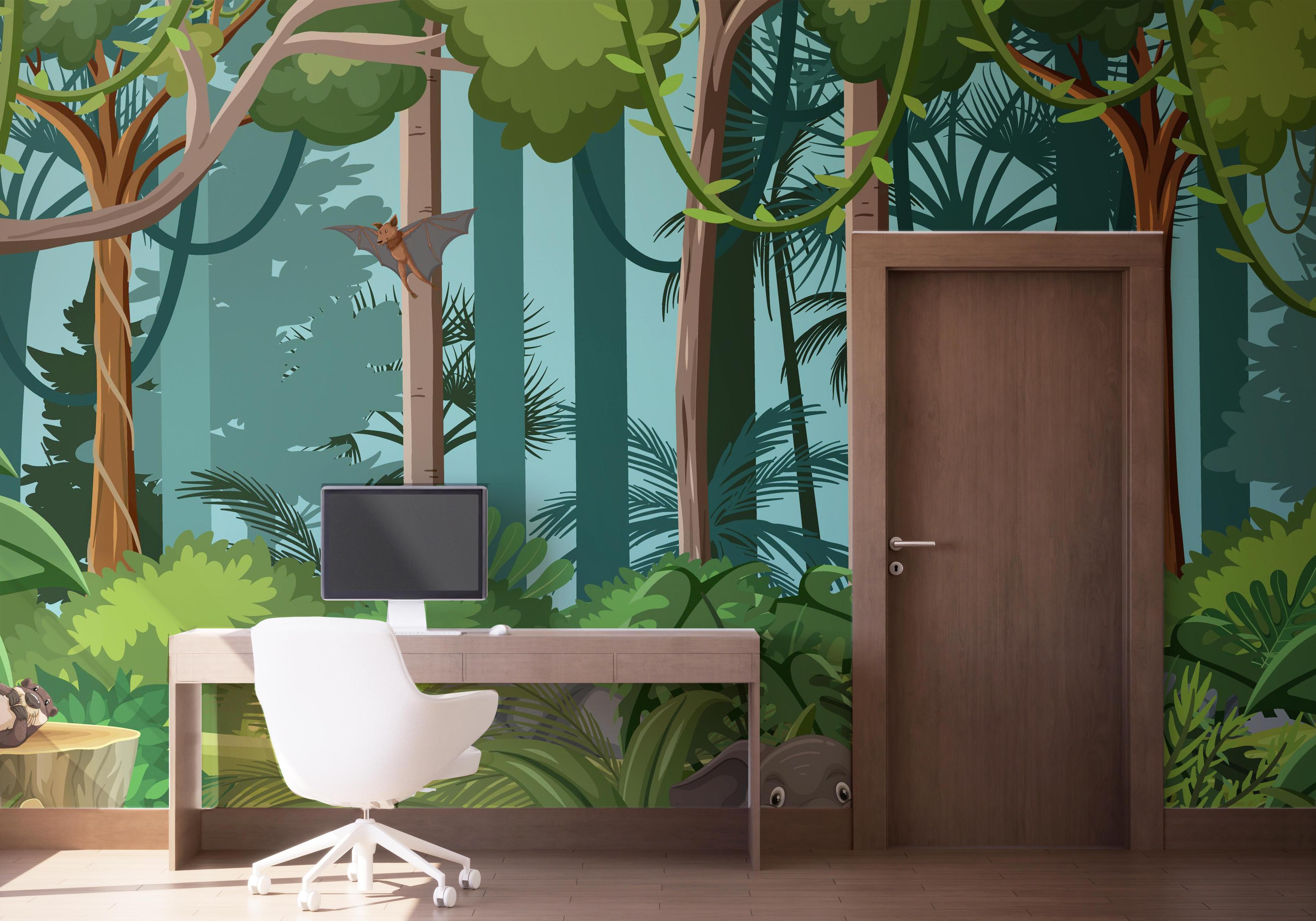 Fototapete Jungle Elephant Cartoon mockup 1