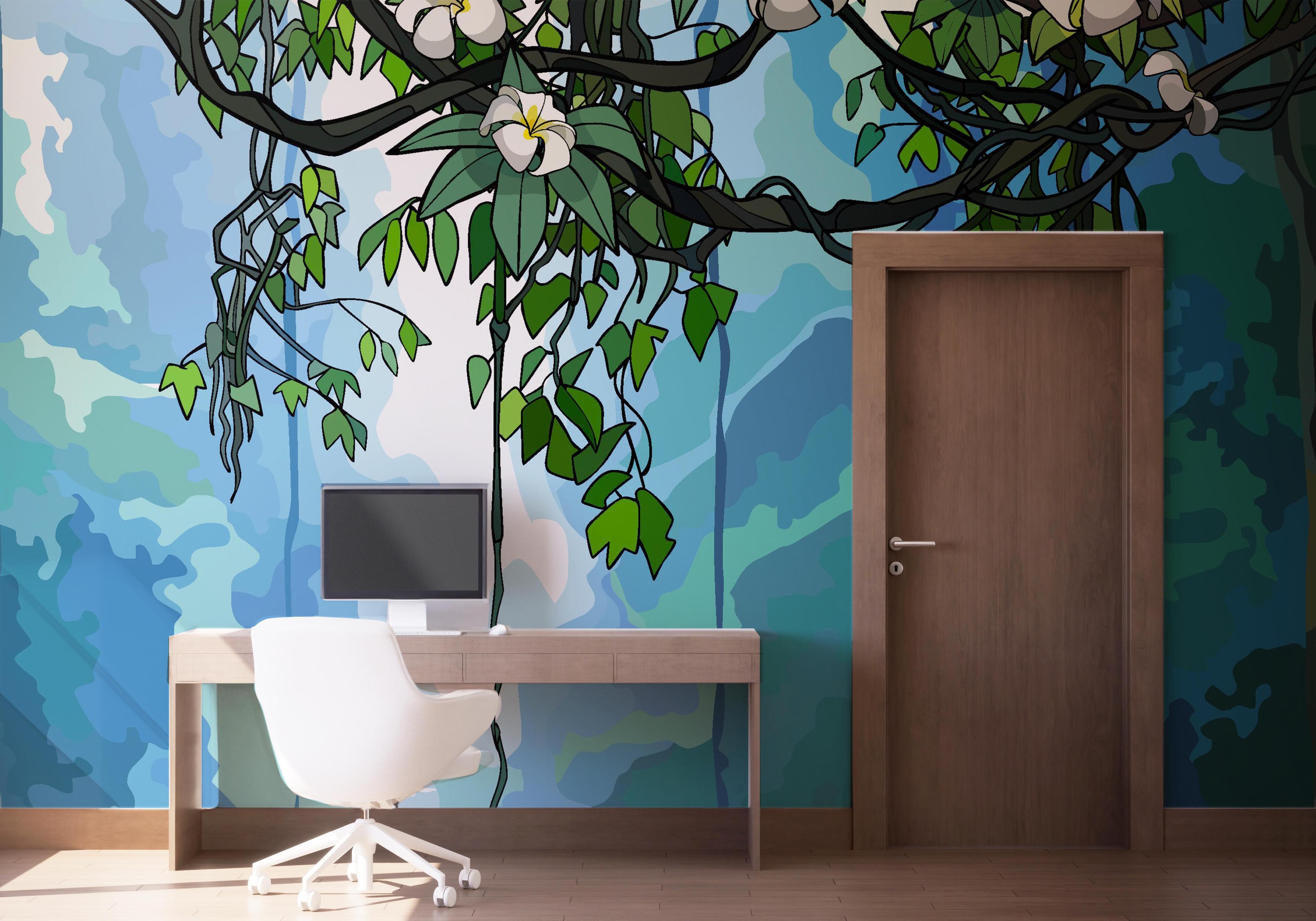 Fototapete Jungle Falling Flower mockup 1