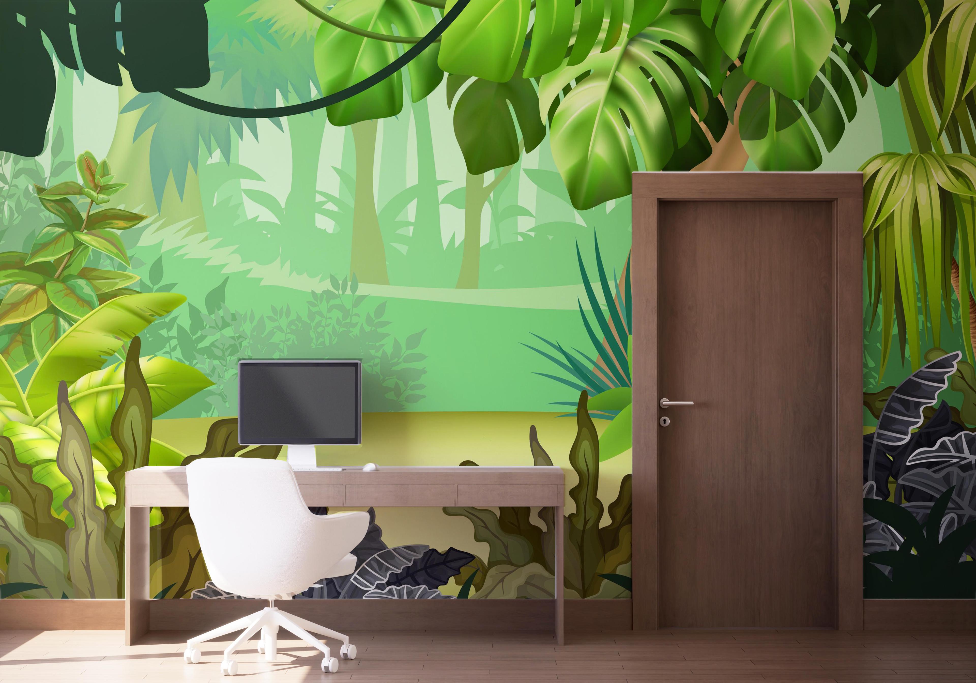 Fototapete Jungle Green Grey mockup 1