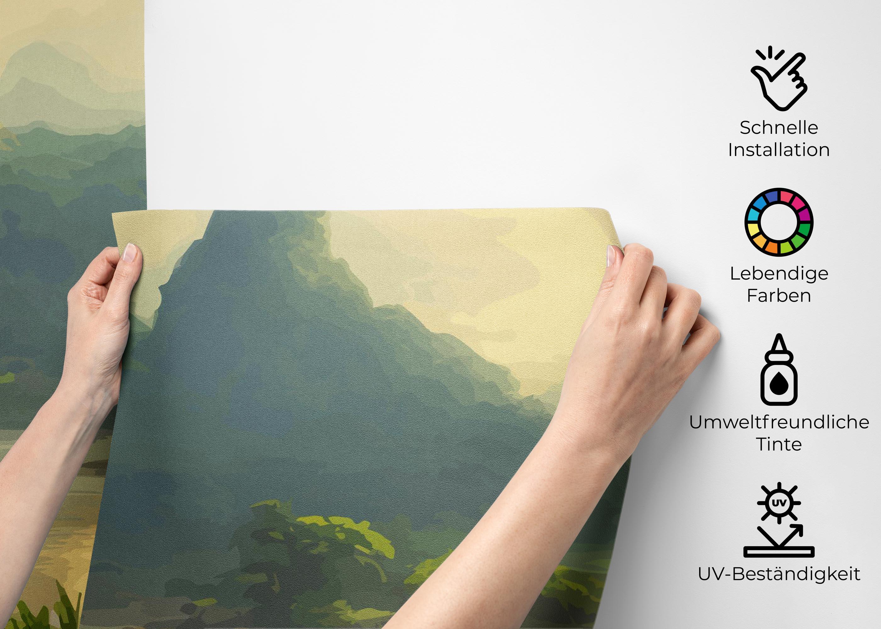 Fototapete Beautiful Jungle Lake mockup 2