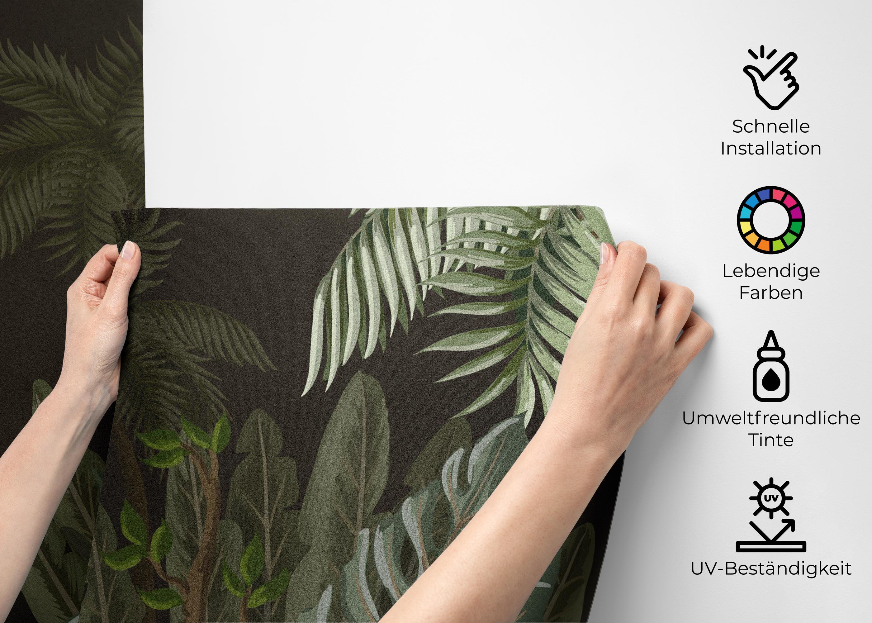 Fototapete Black Green Jungle mockup 2