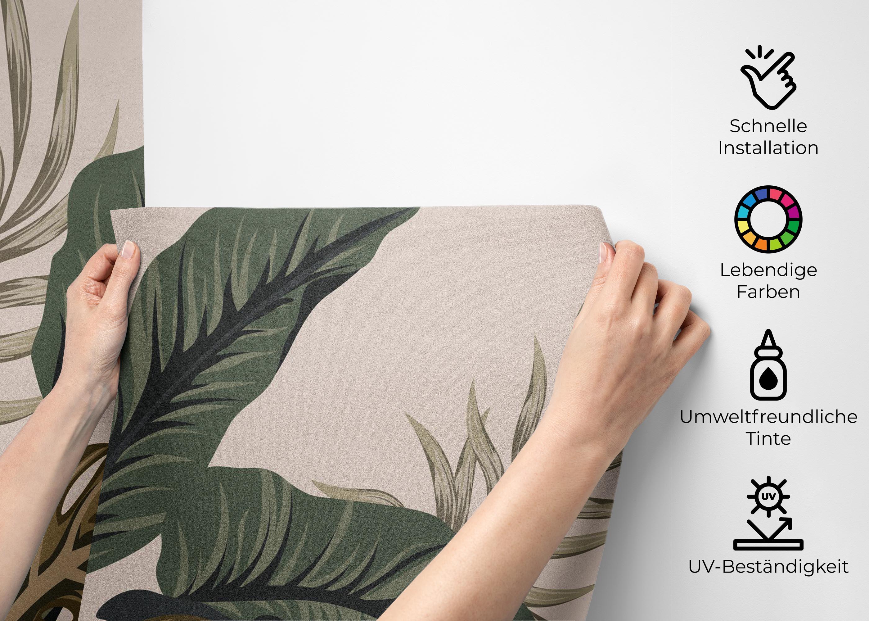 Fototapete Cream Green Jungle mockup 2