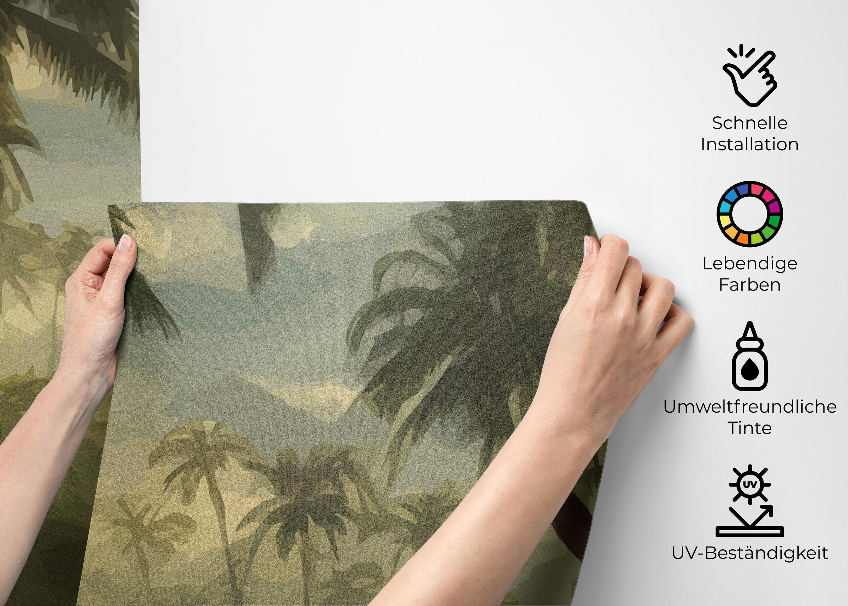 Fototapete Foggy Palm Jungle mockup 2