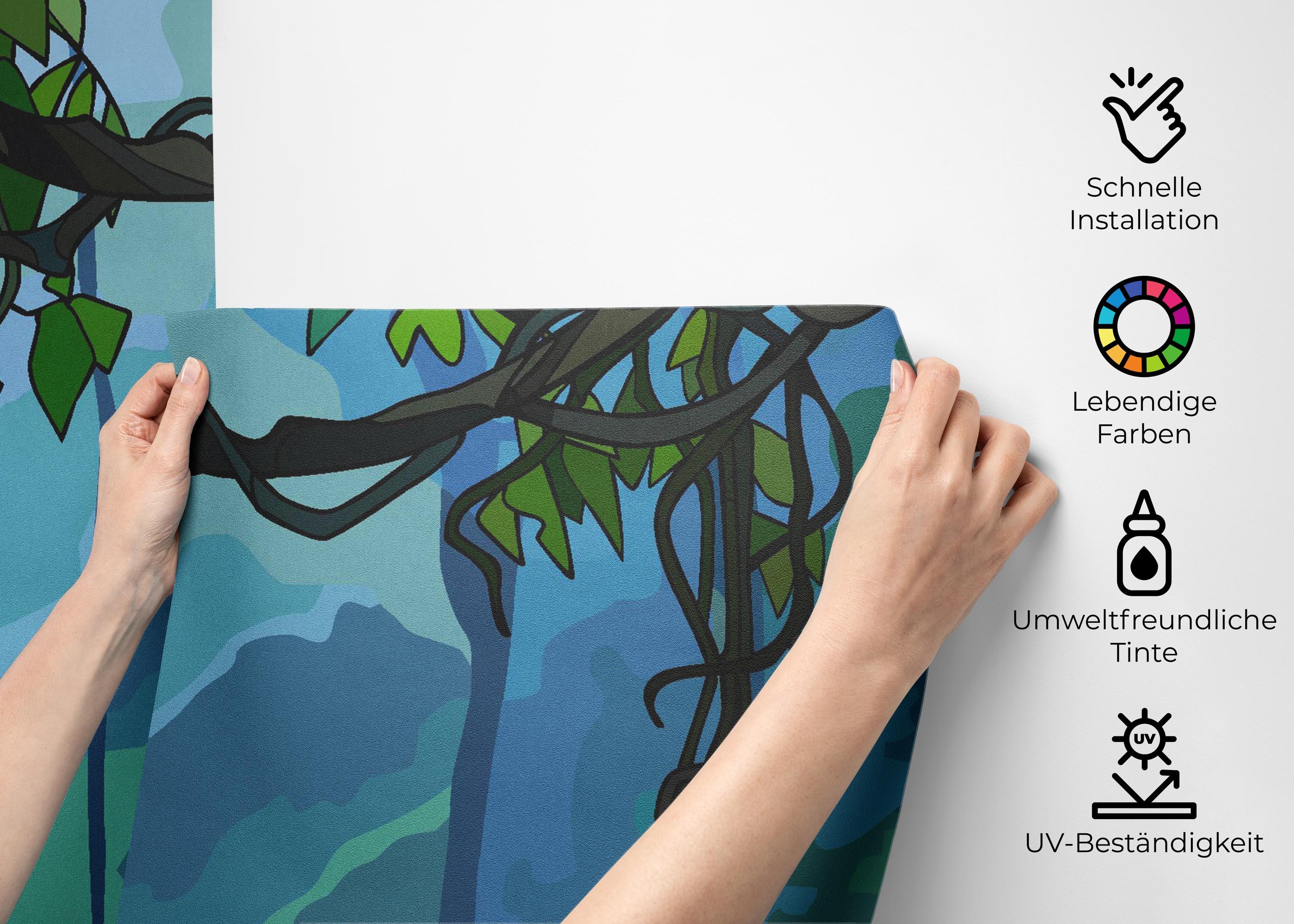 Fototapete Jungle Falling Flower mockup 2