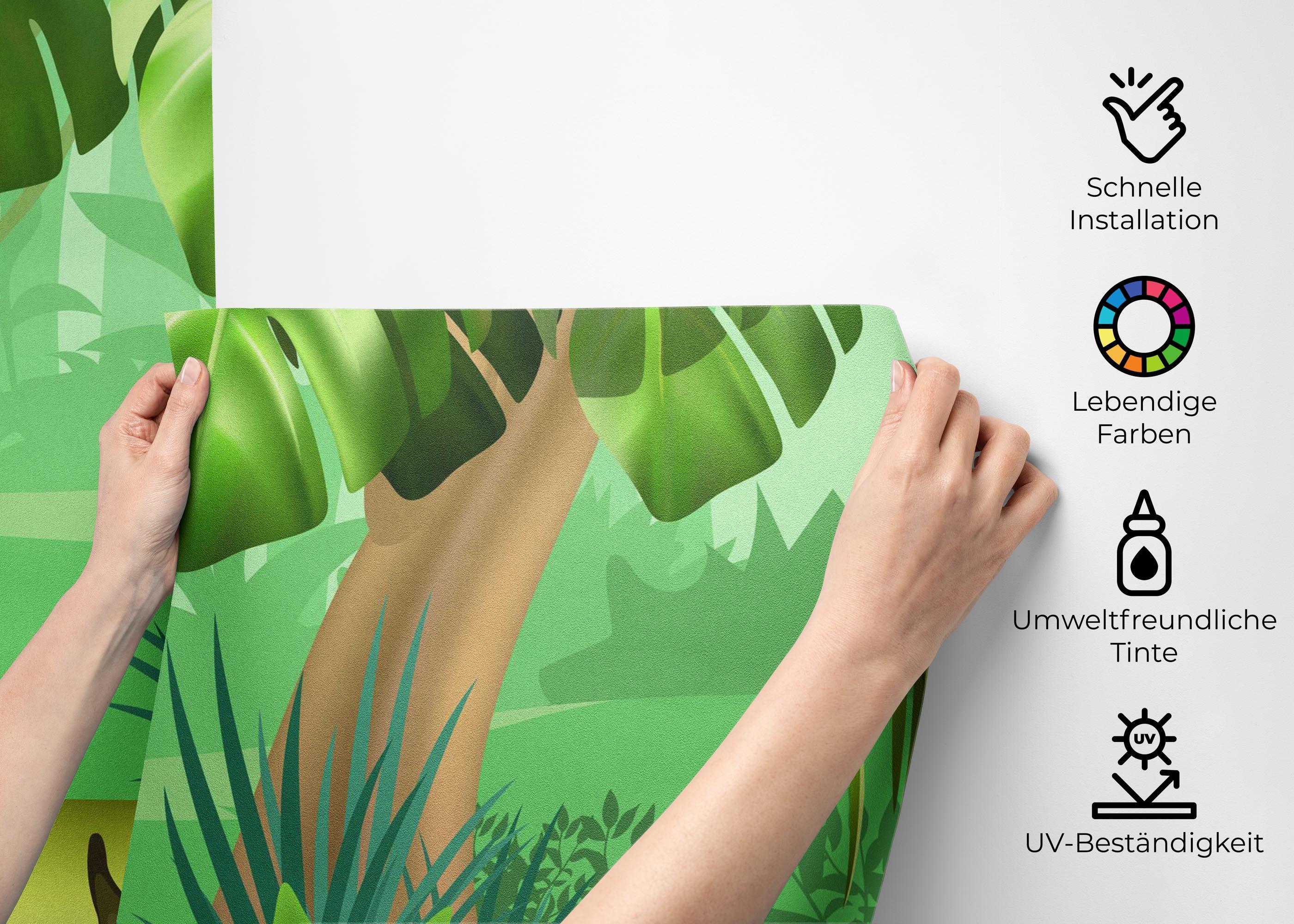 Fototapete Jungle Green Grey mockup 2