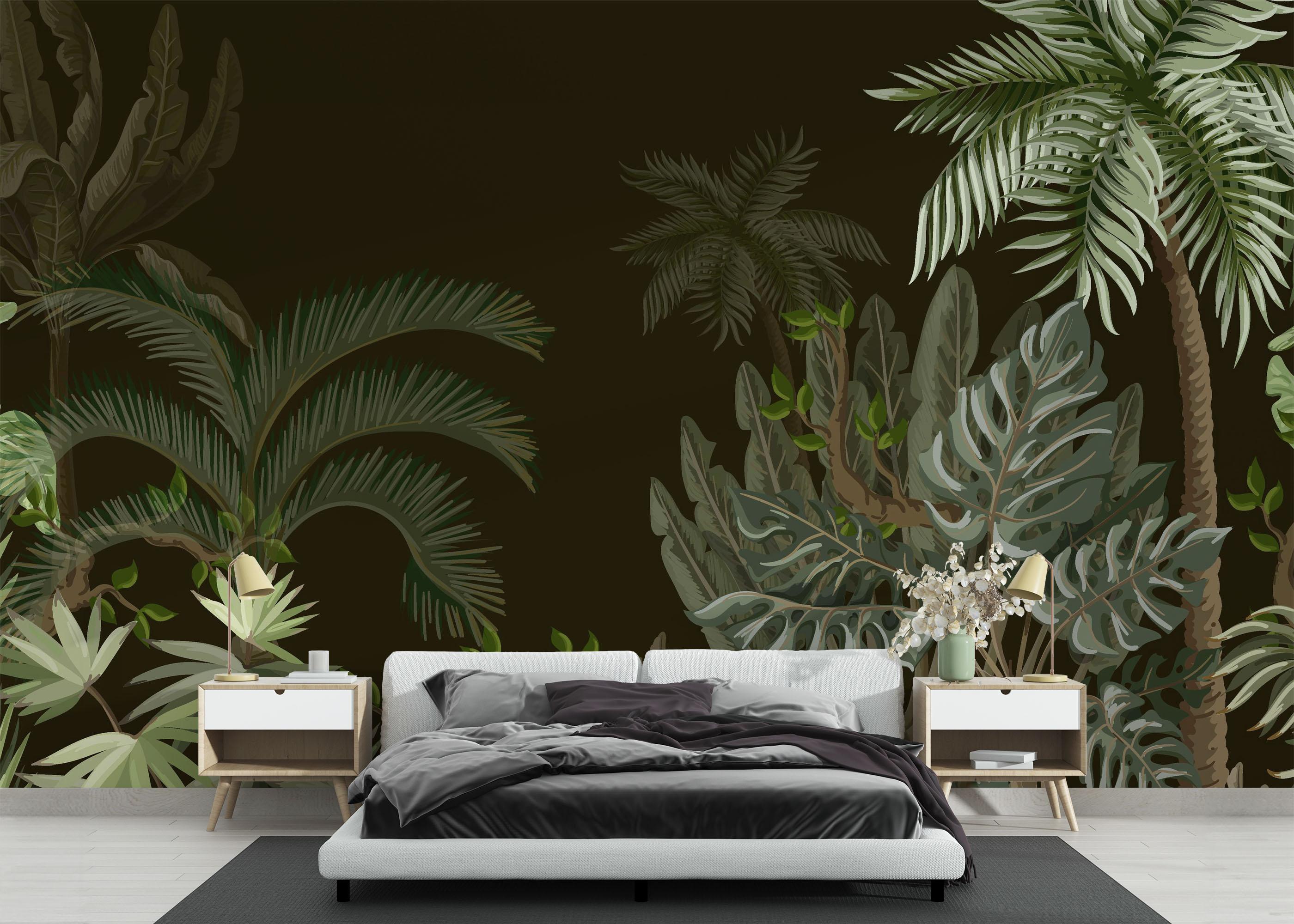Fototapete Black Green Jungle mockup 3