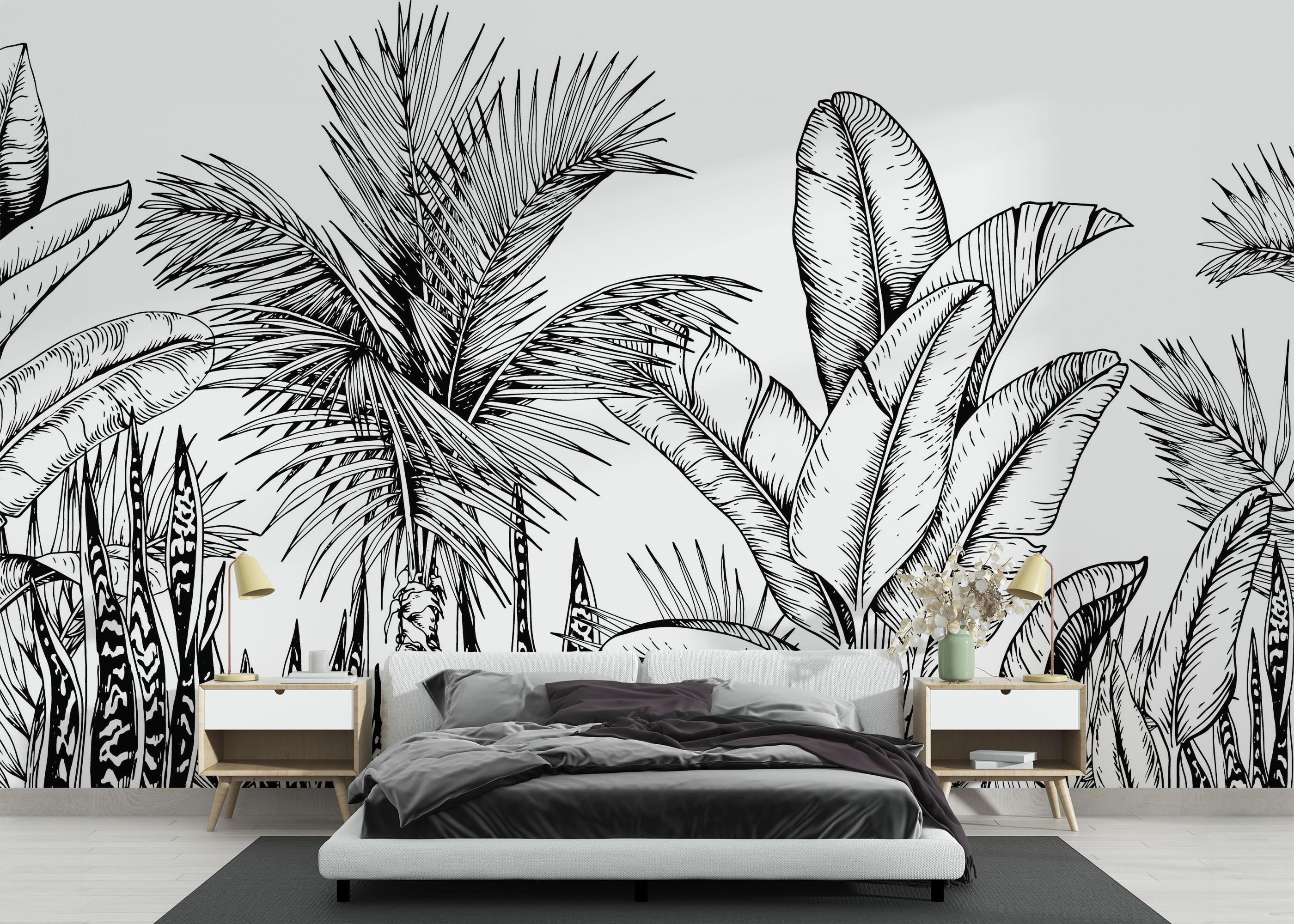 Fototapete Black White Jungle mockup 3