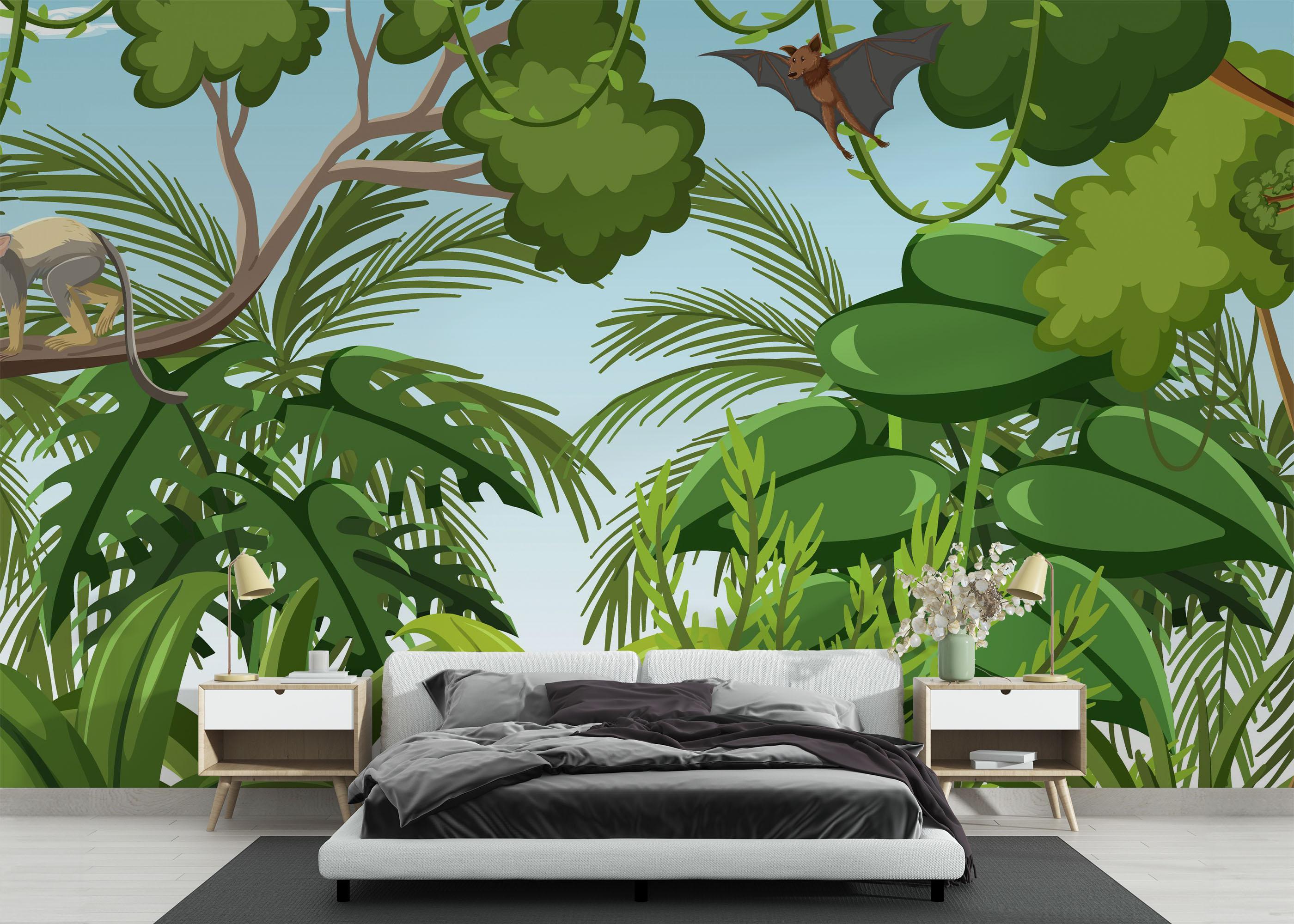 Fototapete Cartoon Tree Animal mockup 3