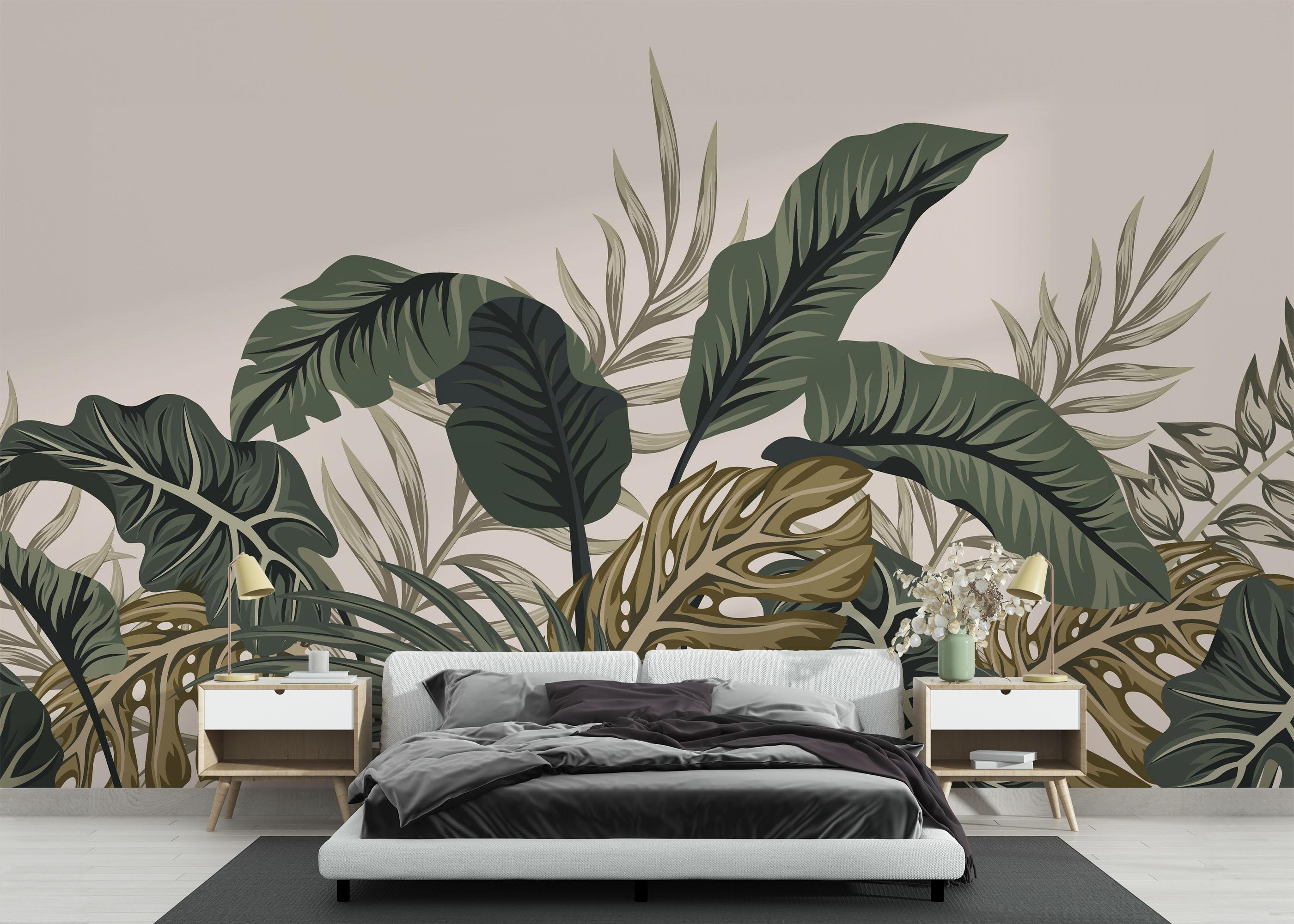 Fototapete Cream Green Jungle mockup 3