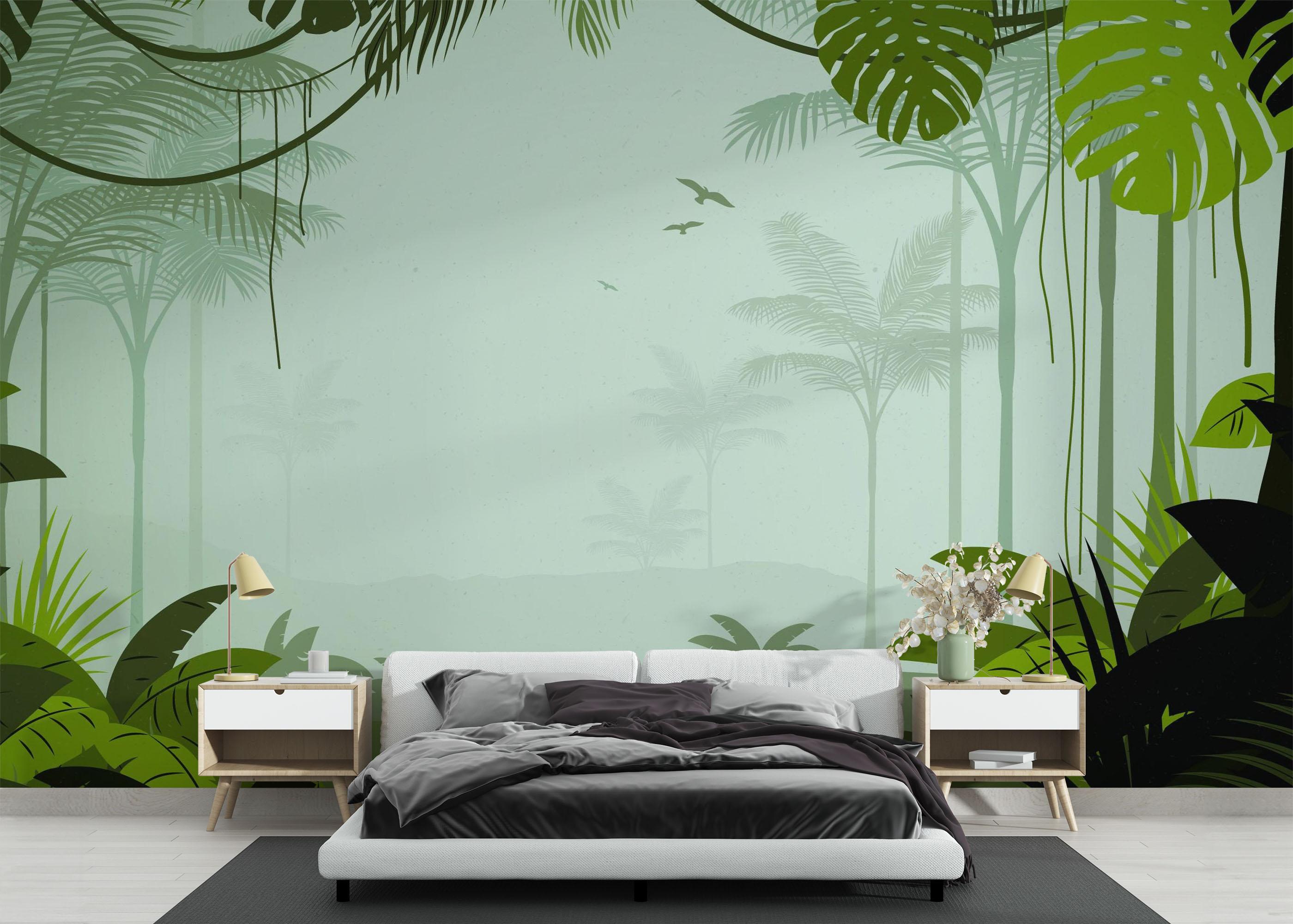 Fototapete Foggy View Jungle mockup 3