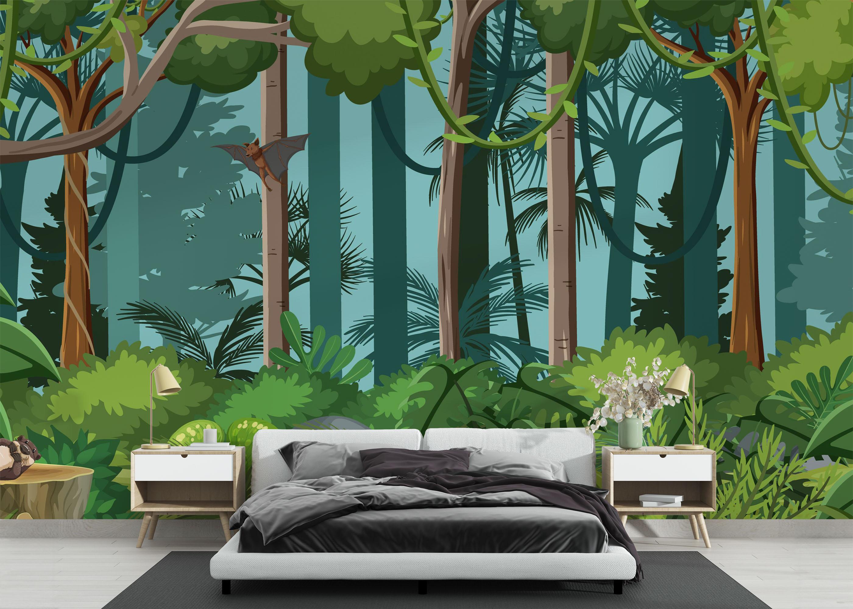 Fototapete Jungle Elephant Cartoon mockup 3