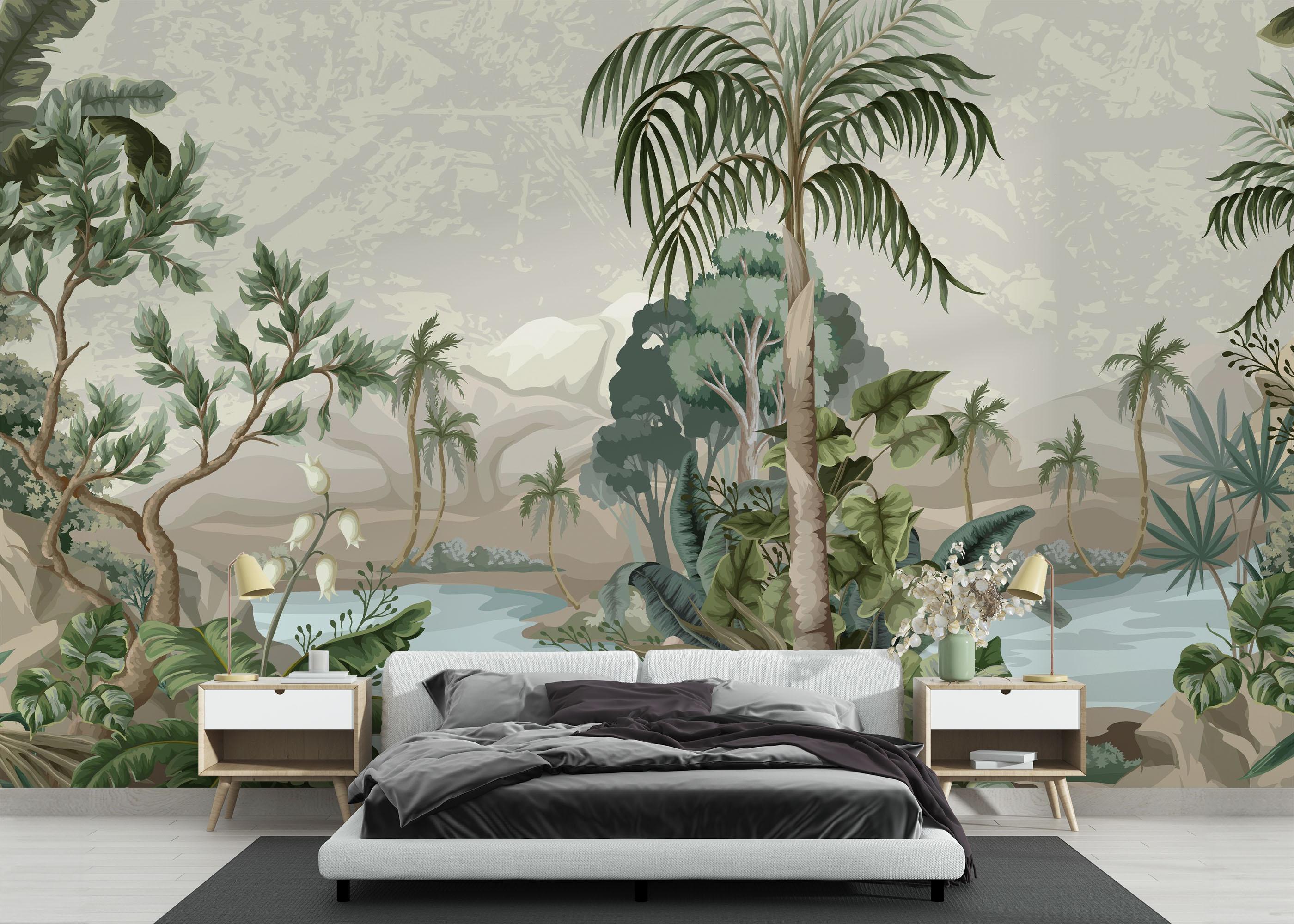Fototapete Jungle Palm Lake mockup 3
