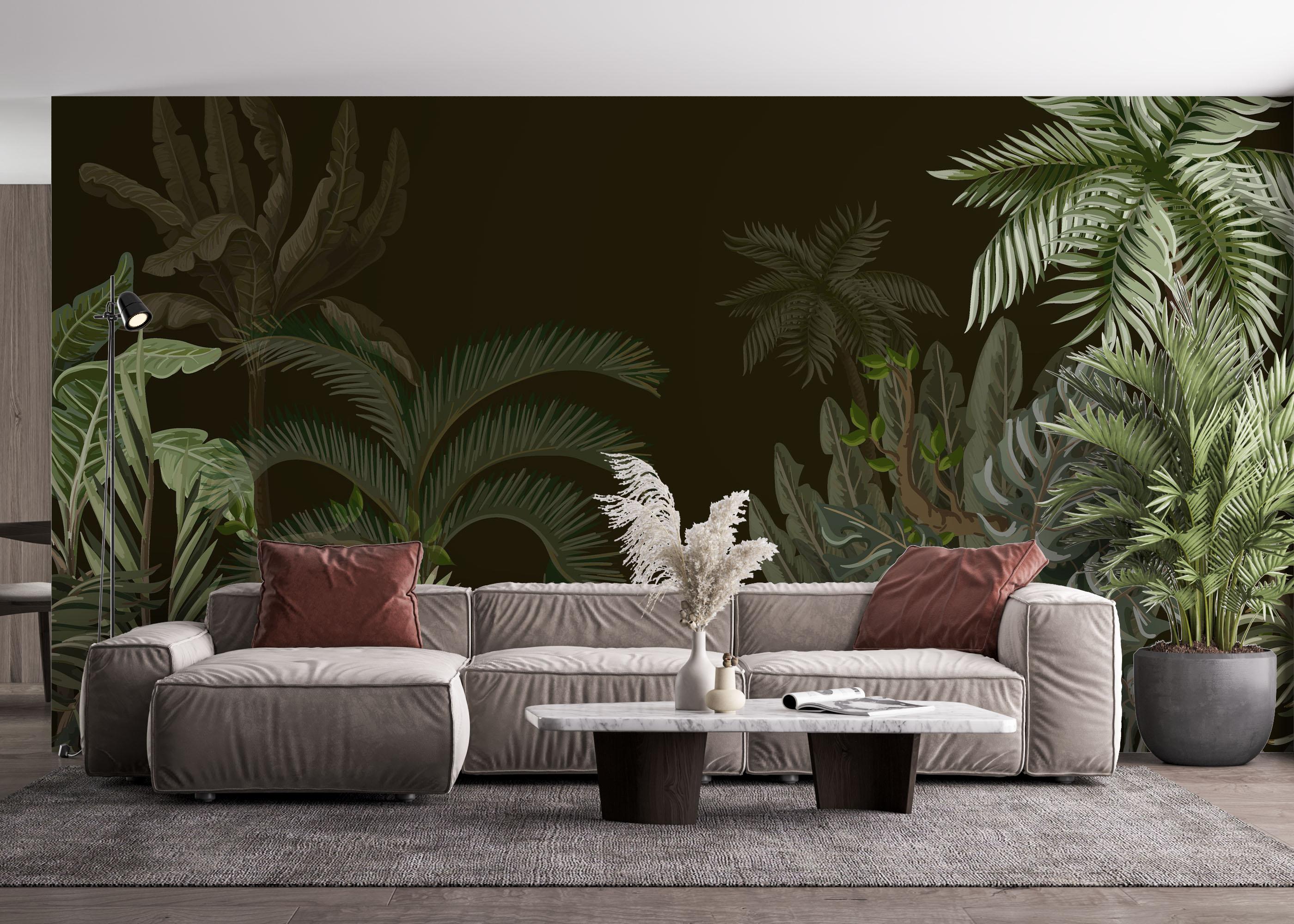 Fototapete Black Green Jungle mockup 4