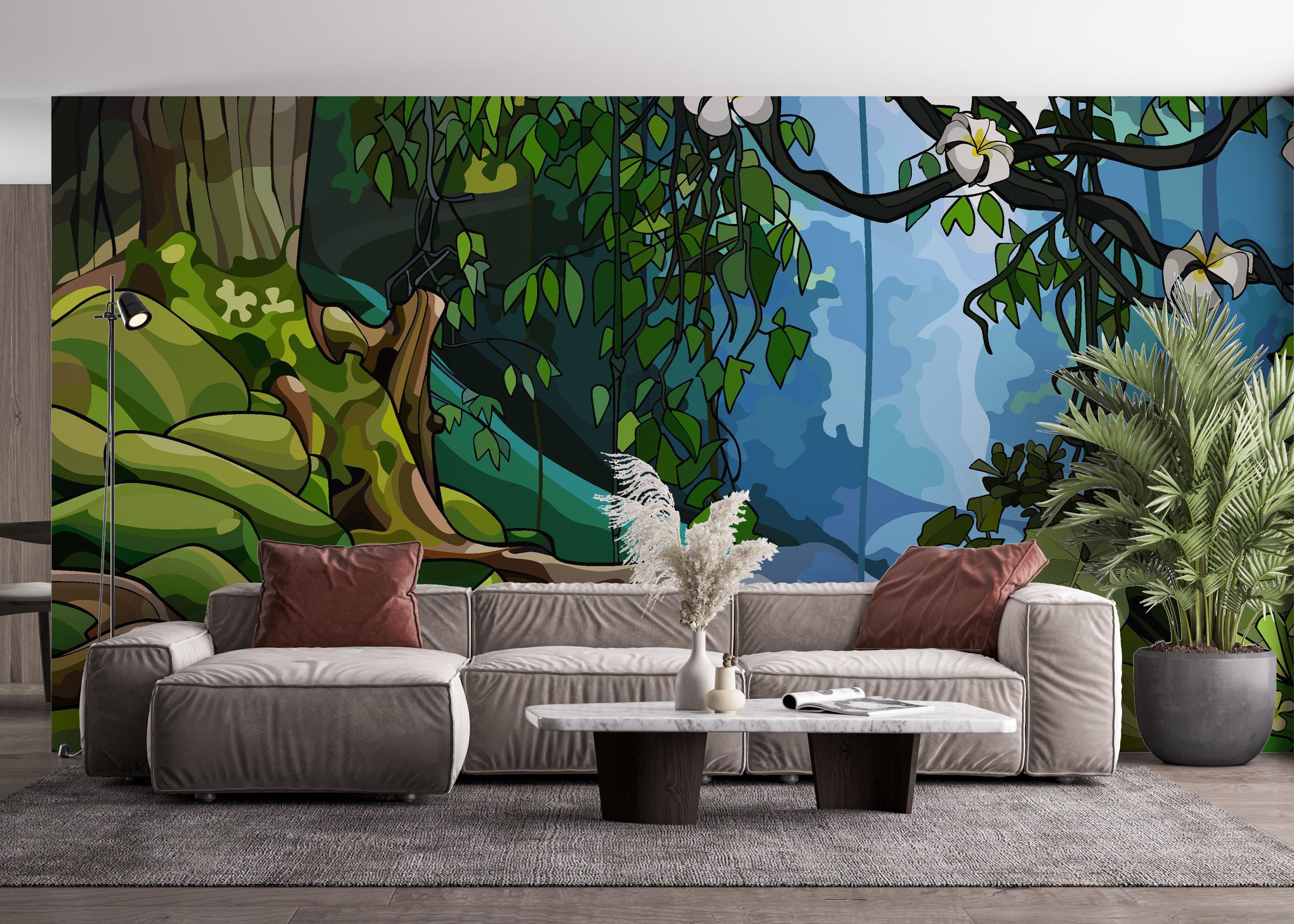 Fototapete Cartoon Jungle Art mockup 4