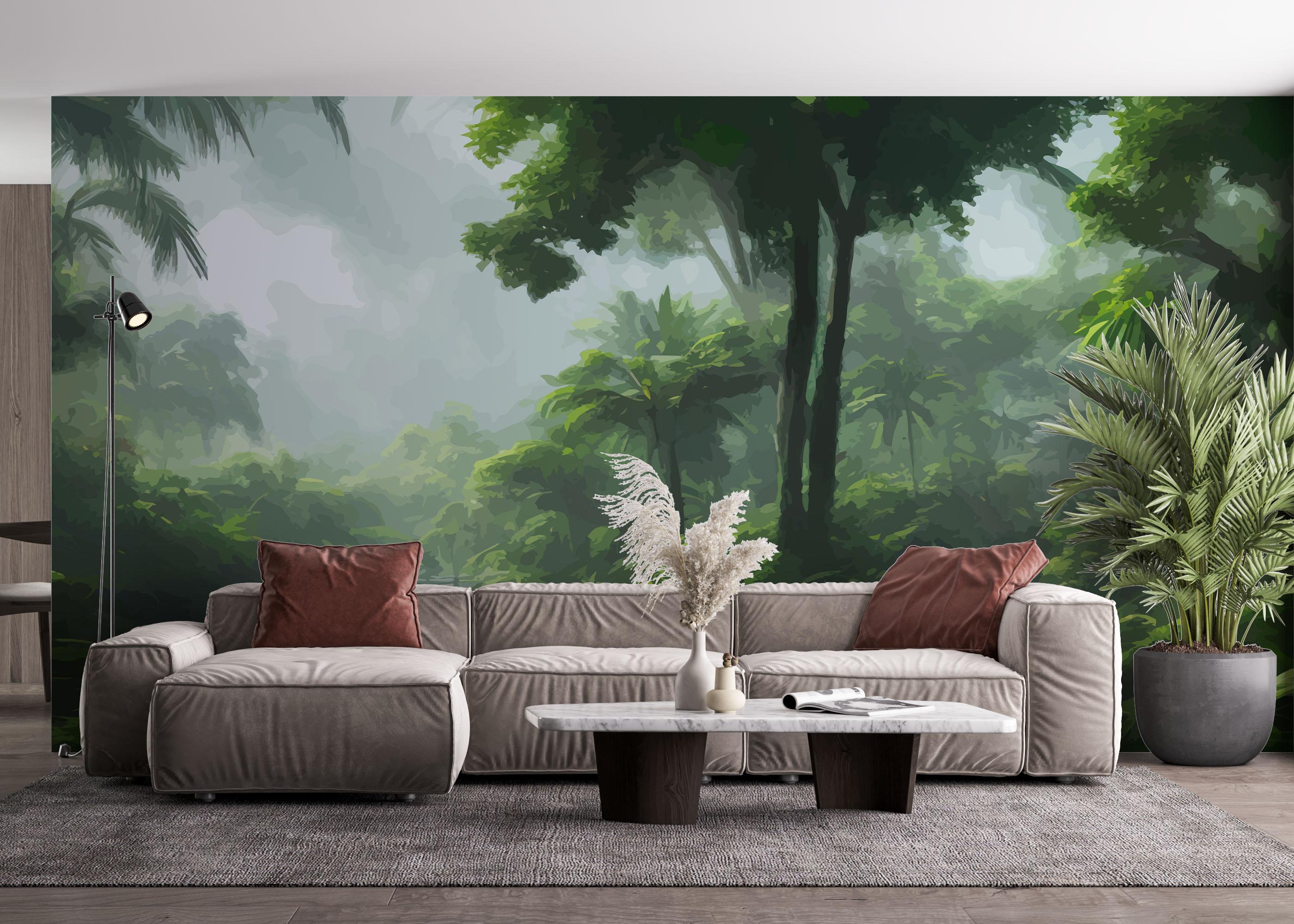 Fototapete Foggy Day Jungle mockup 4