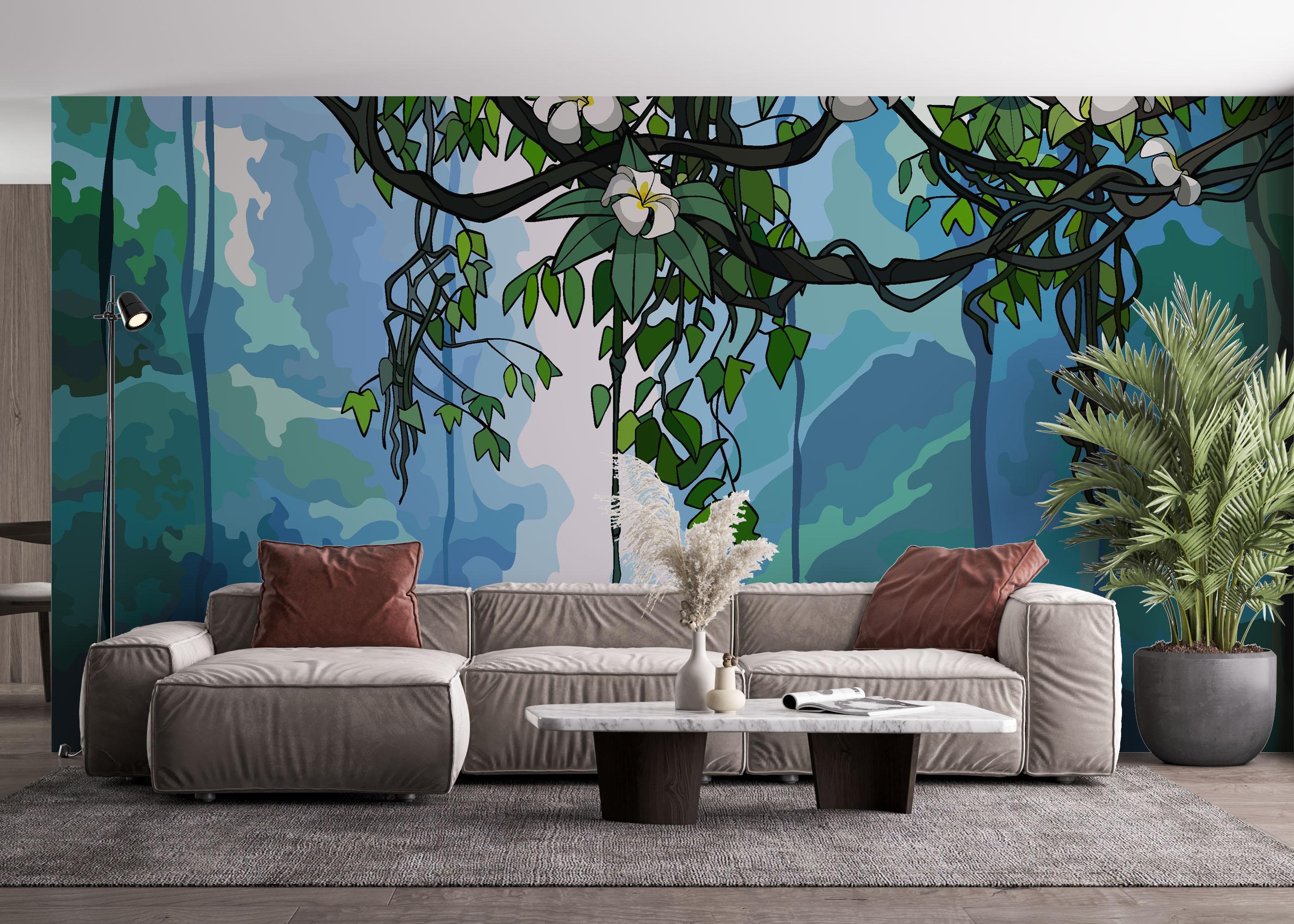 Fototapete Jungle Falling Flower mockup 4