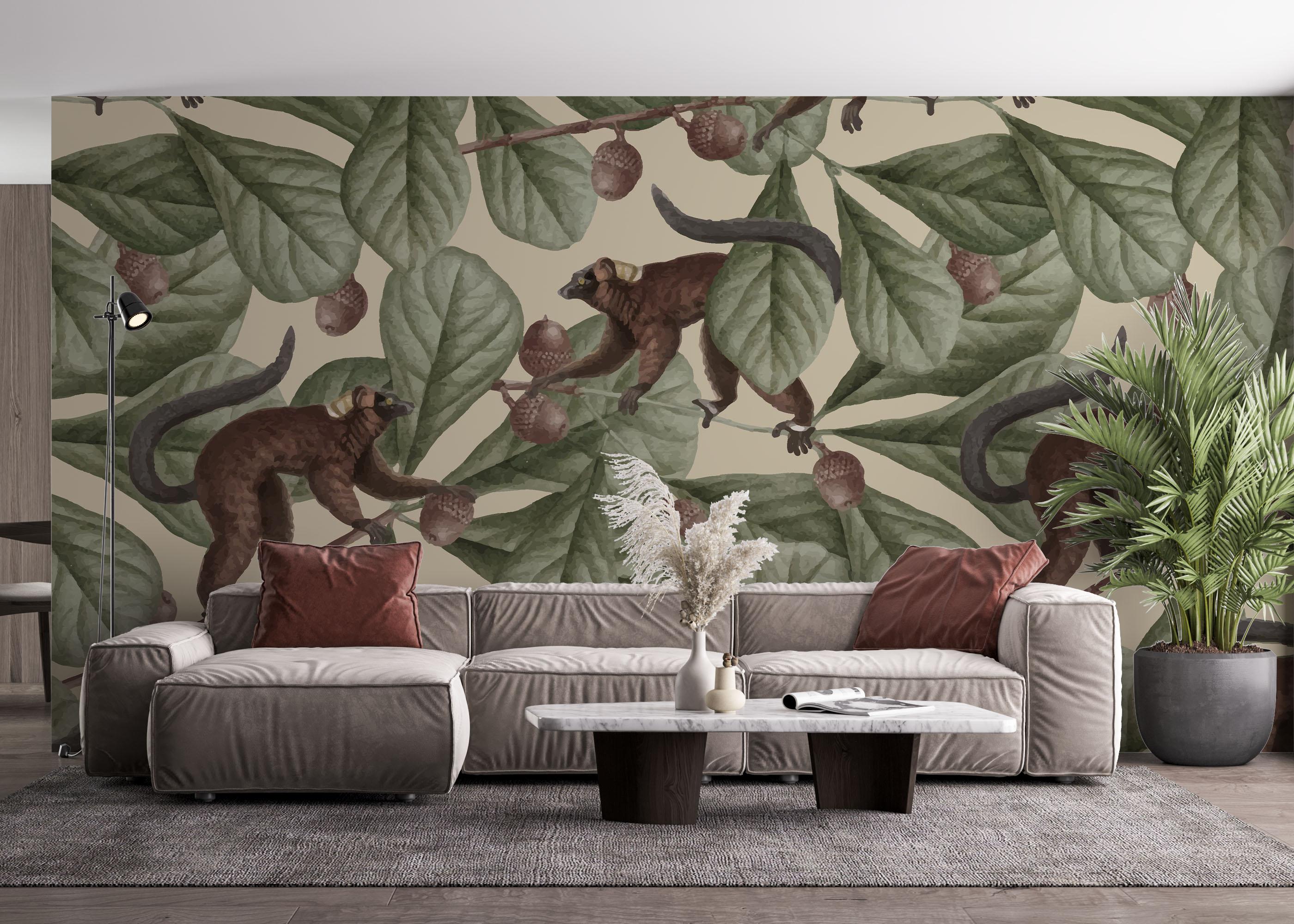 Fototapete Jungle Lemur Art mockup 4