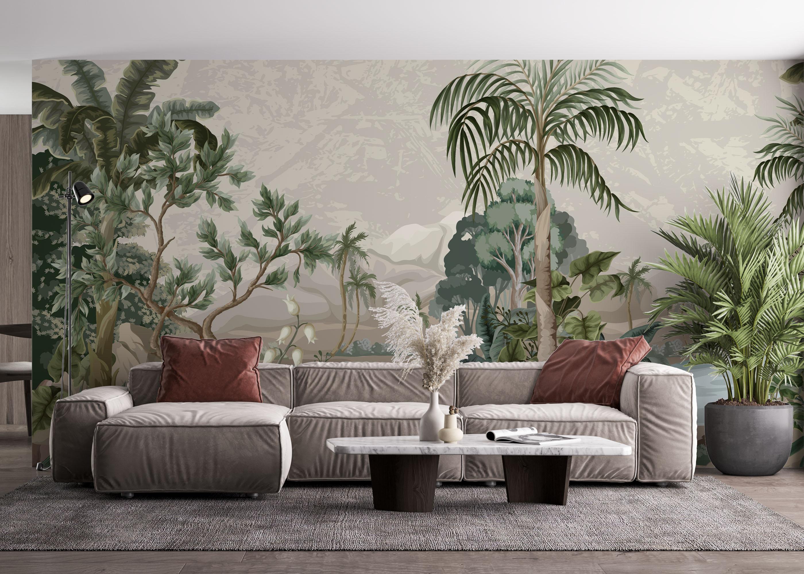 Fototapete Jungle Palm Lake mockup 4