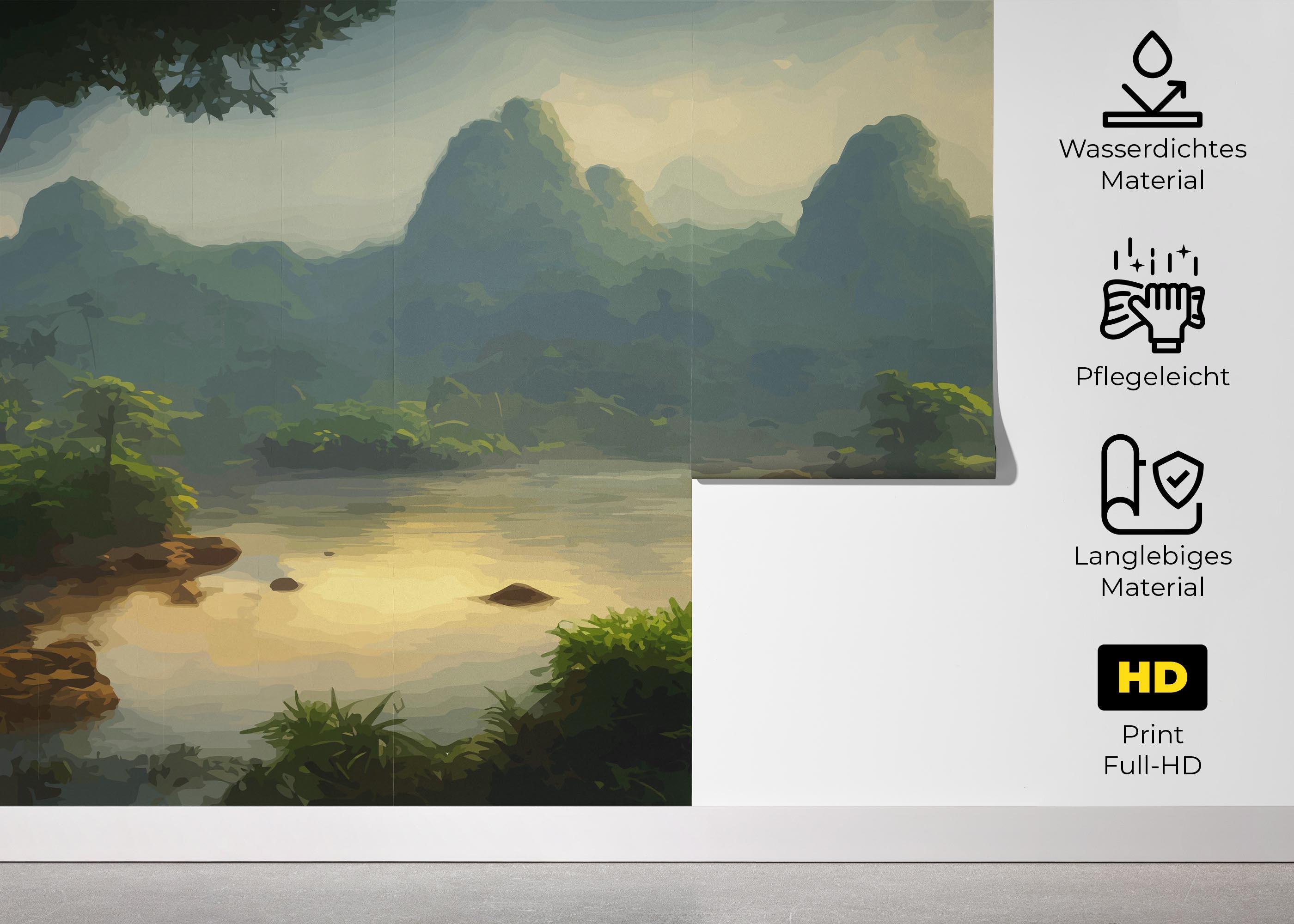 Fototapete Beautiful Jungle Lake mockup 5