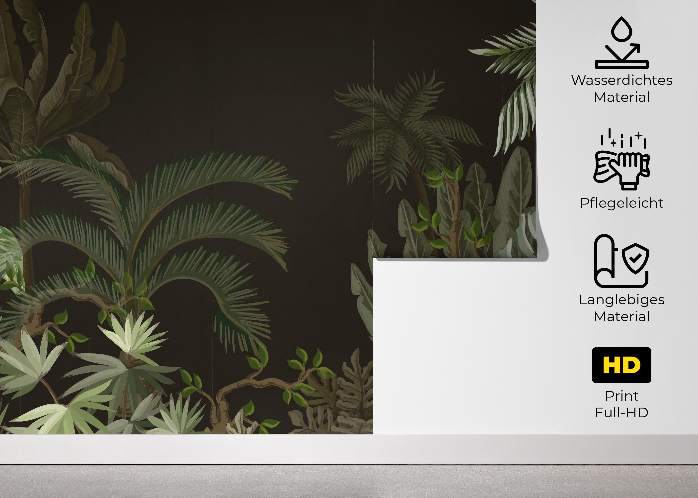 Fototapete Black Green Jungle mockup 5