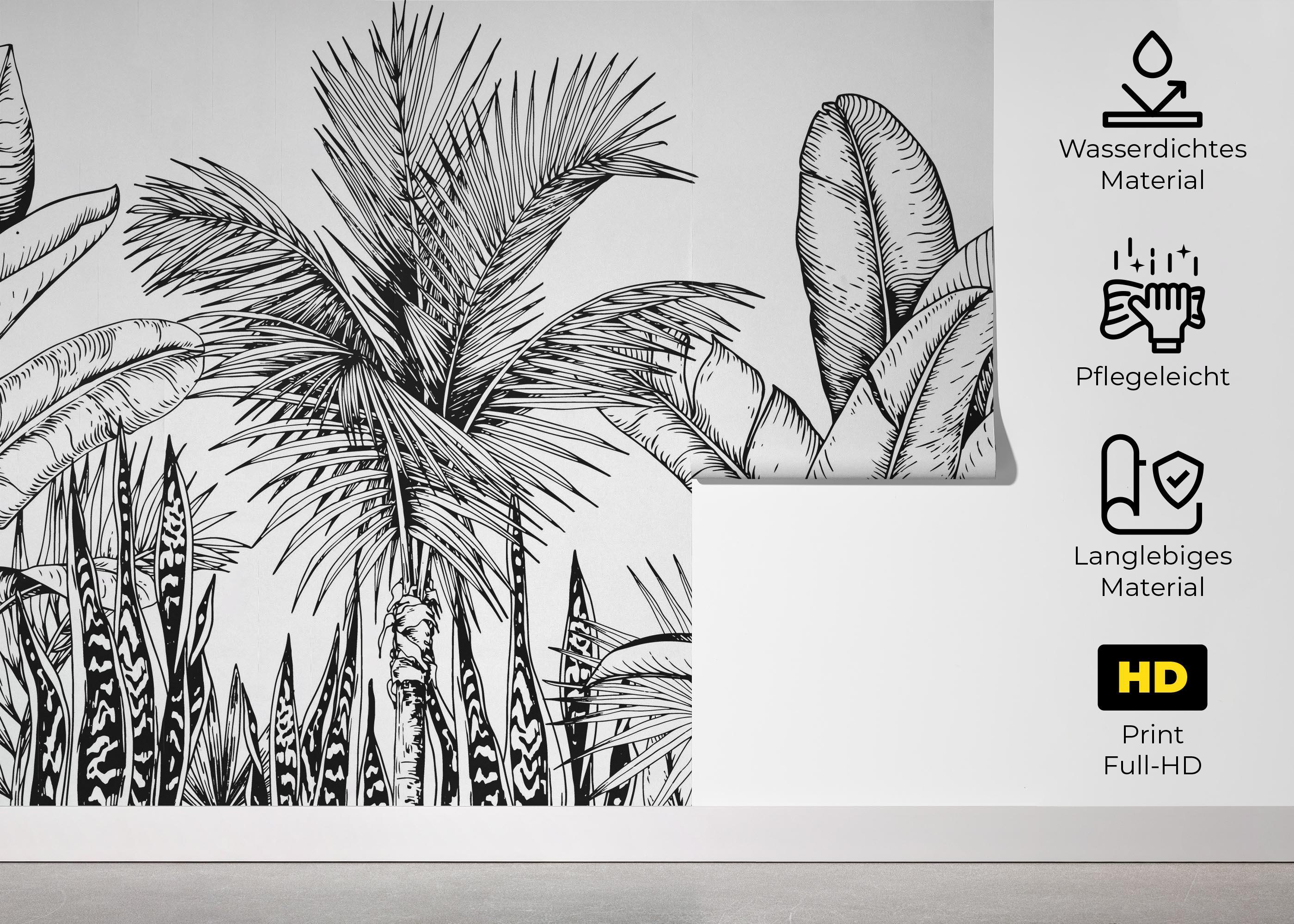 Fototapete Black White Jungle mockup 5