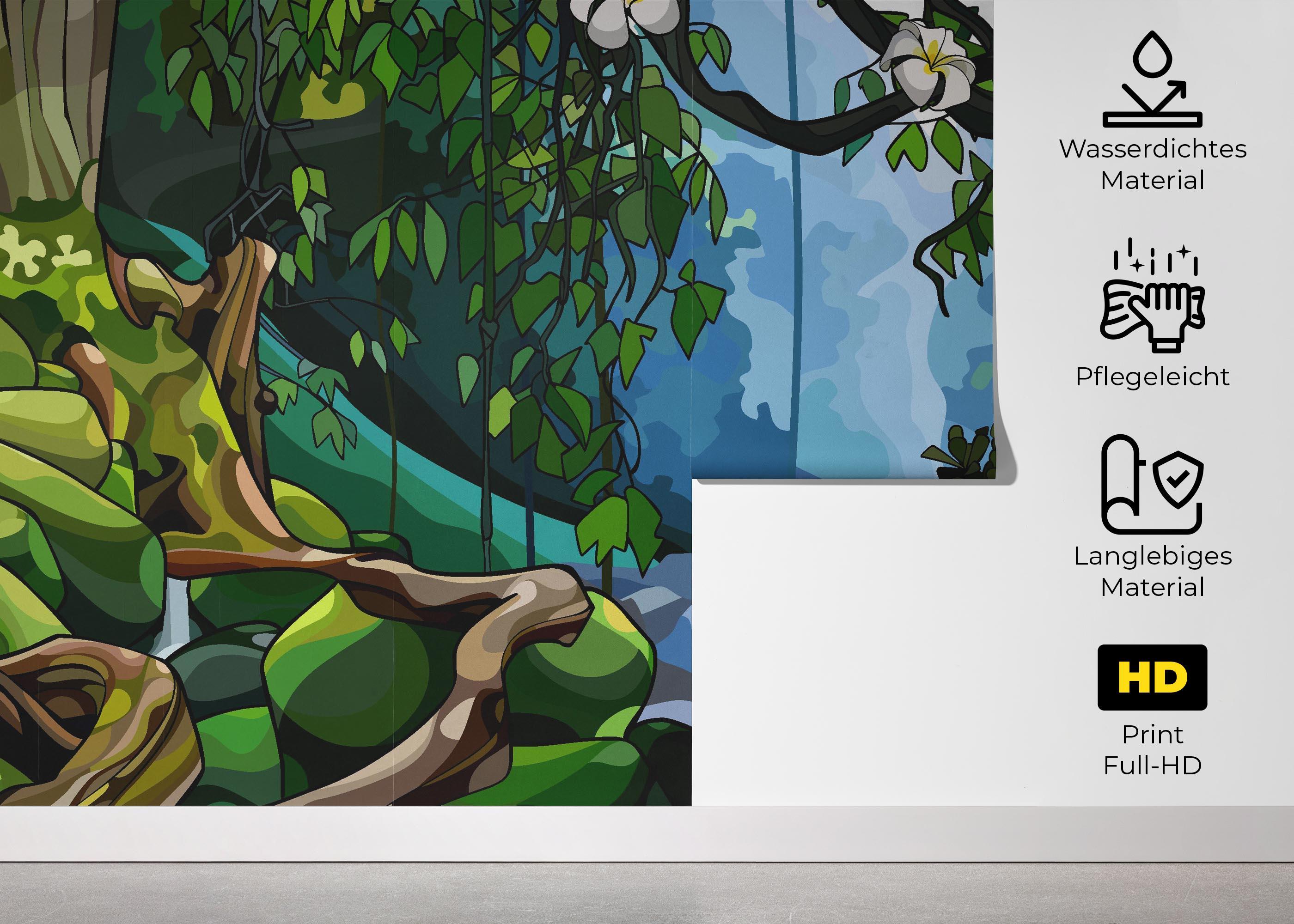 Fototapete Cartoon Jungle Art mockup 5