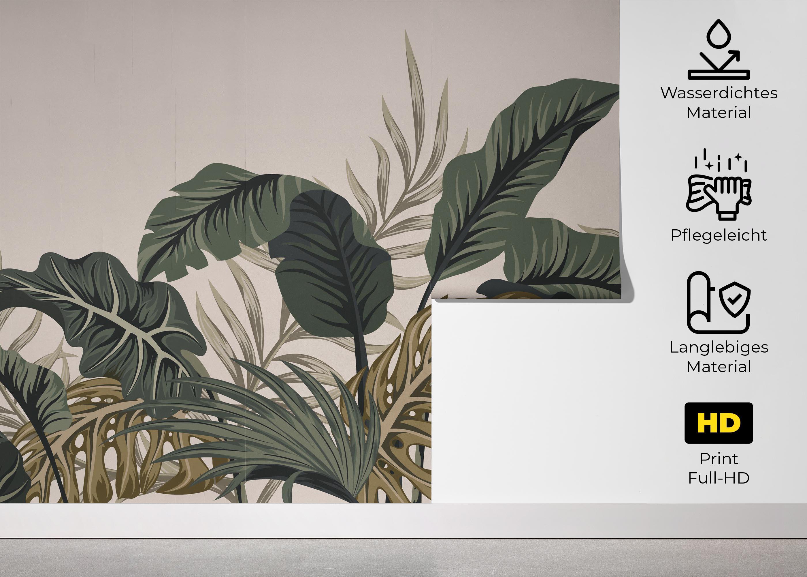 Fototapete Cream Green Jungle mockup 5