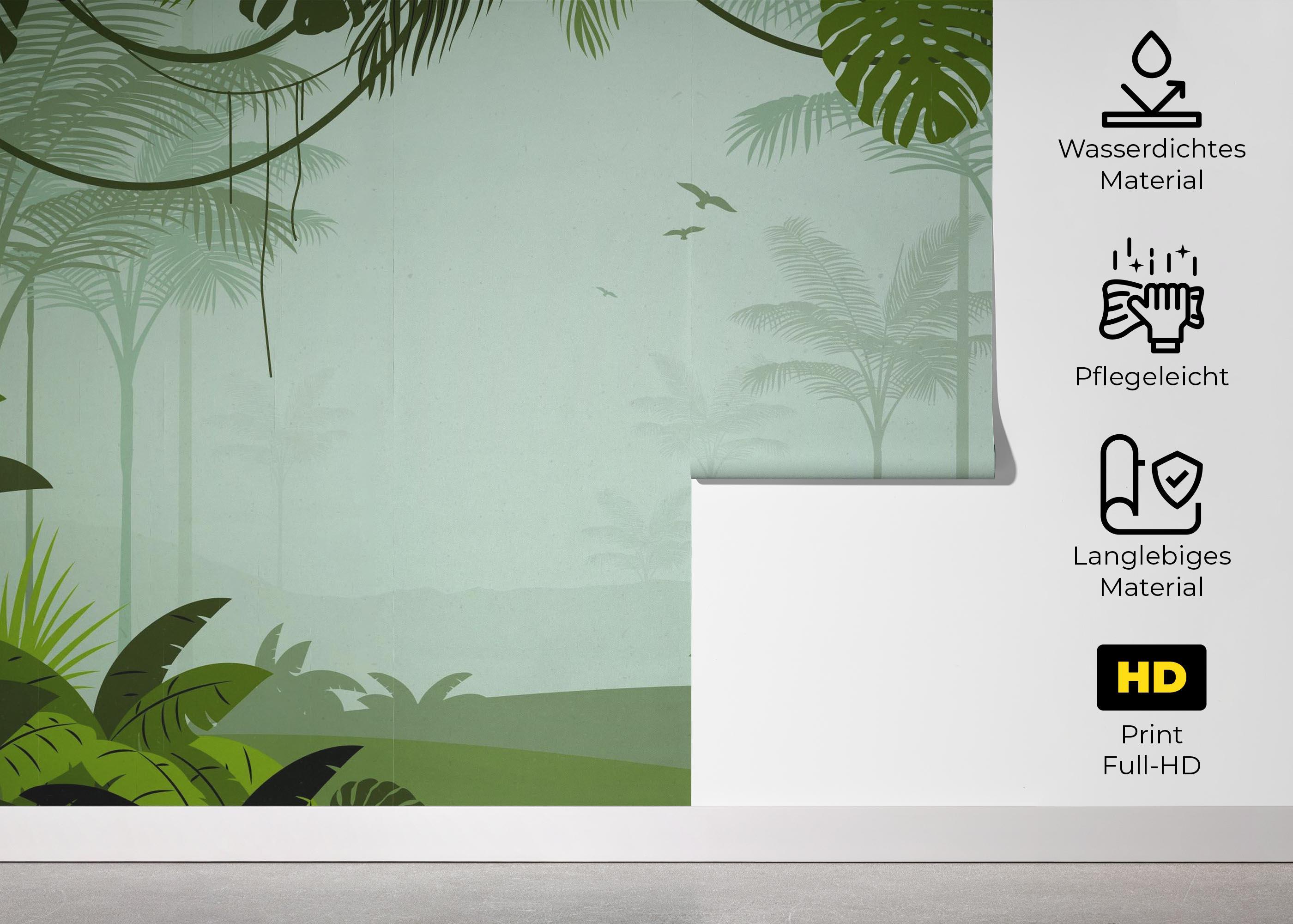 Fototapete Foggy View Jungle mockup 5