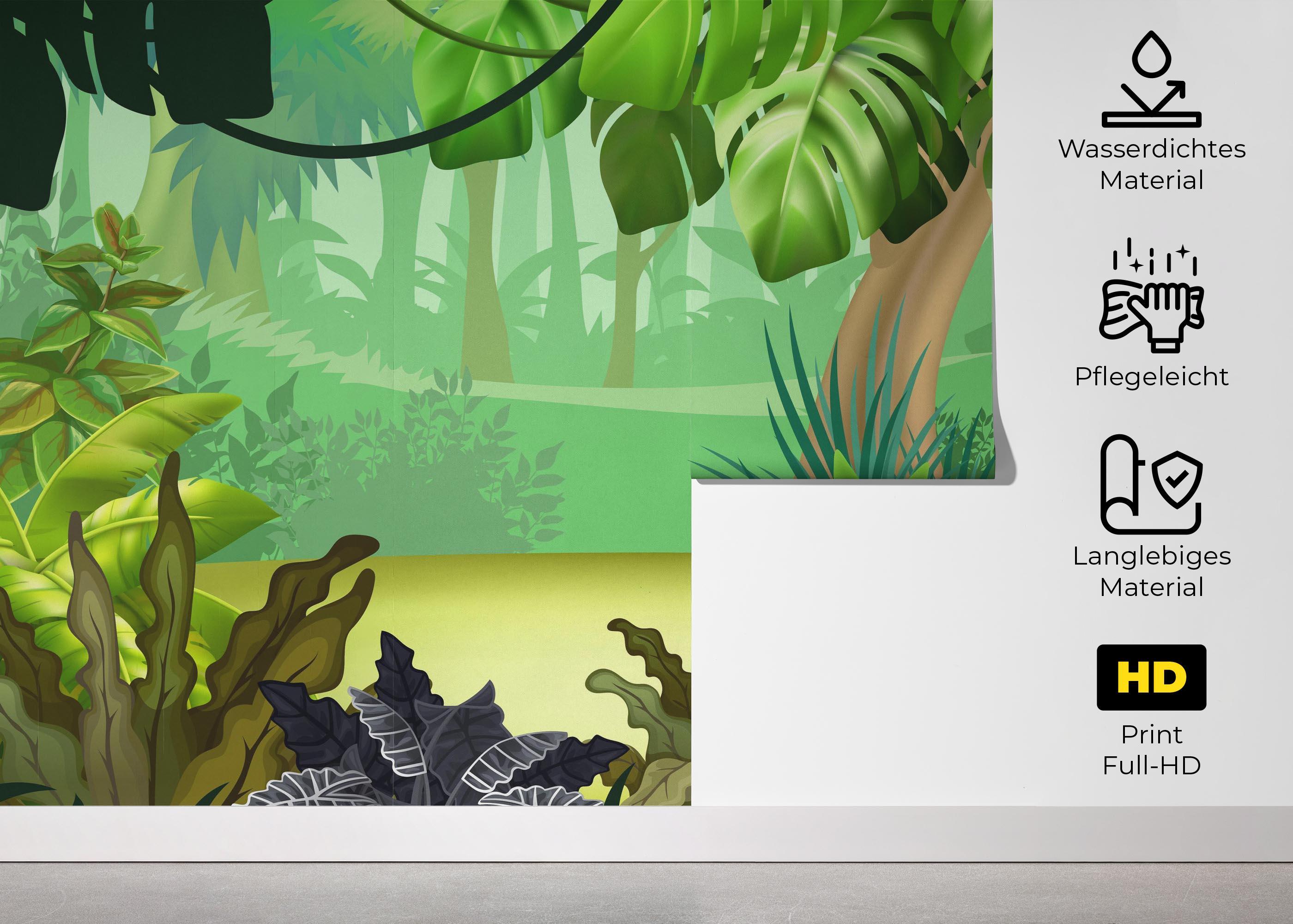 Fototapete Jungle Green Grey mockup 5