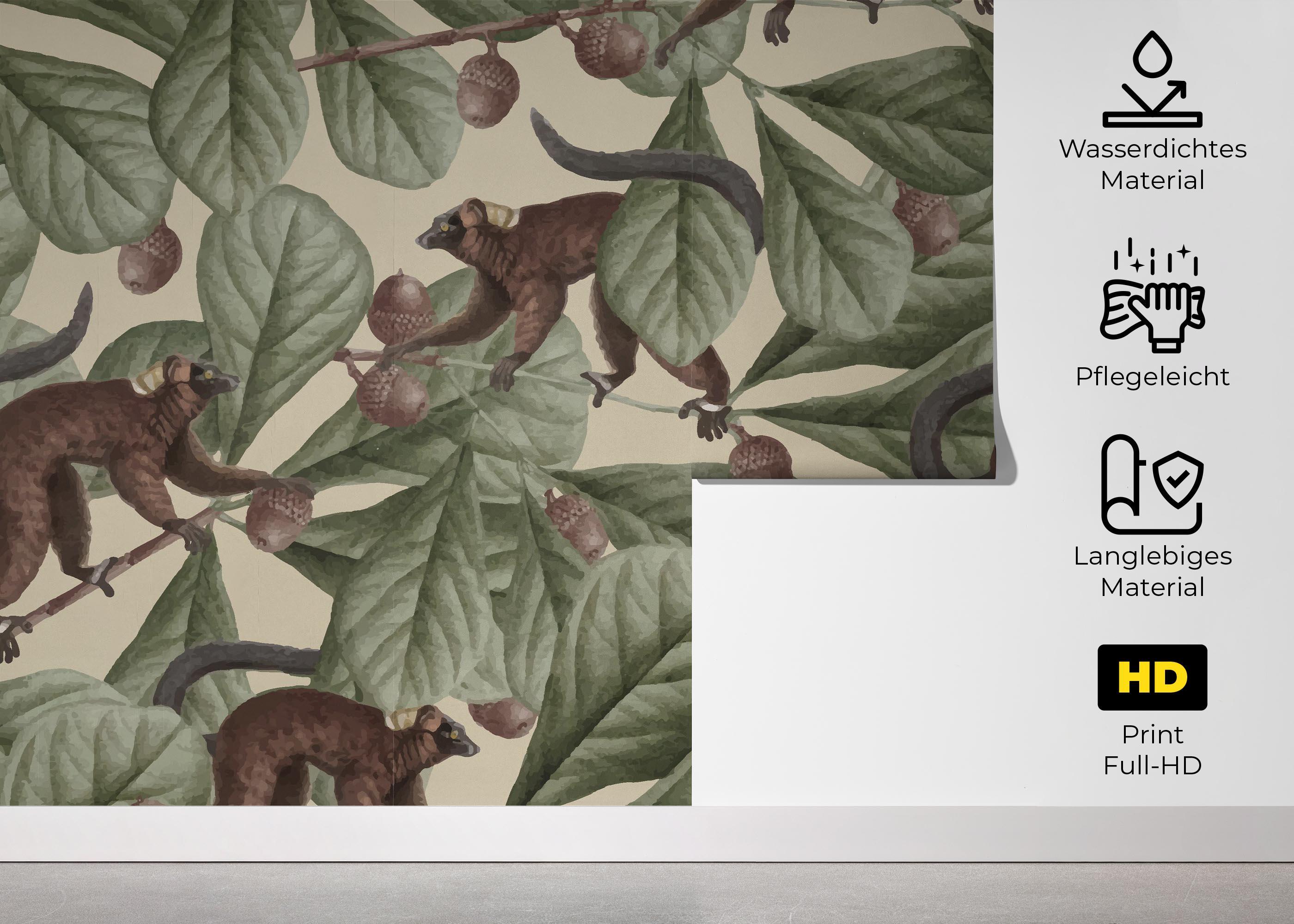 Fototapete Jungle Lemur Art mockup 5