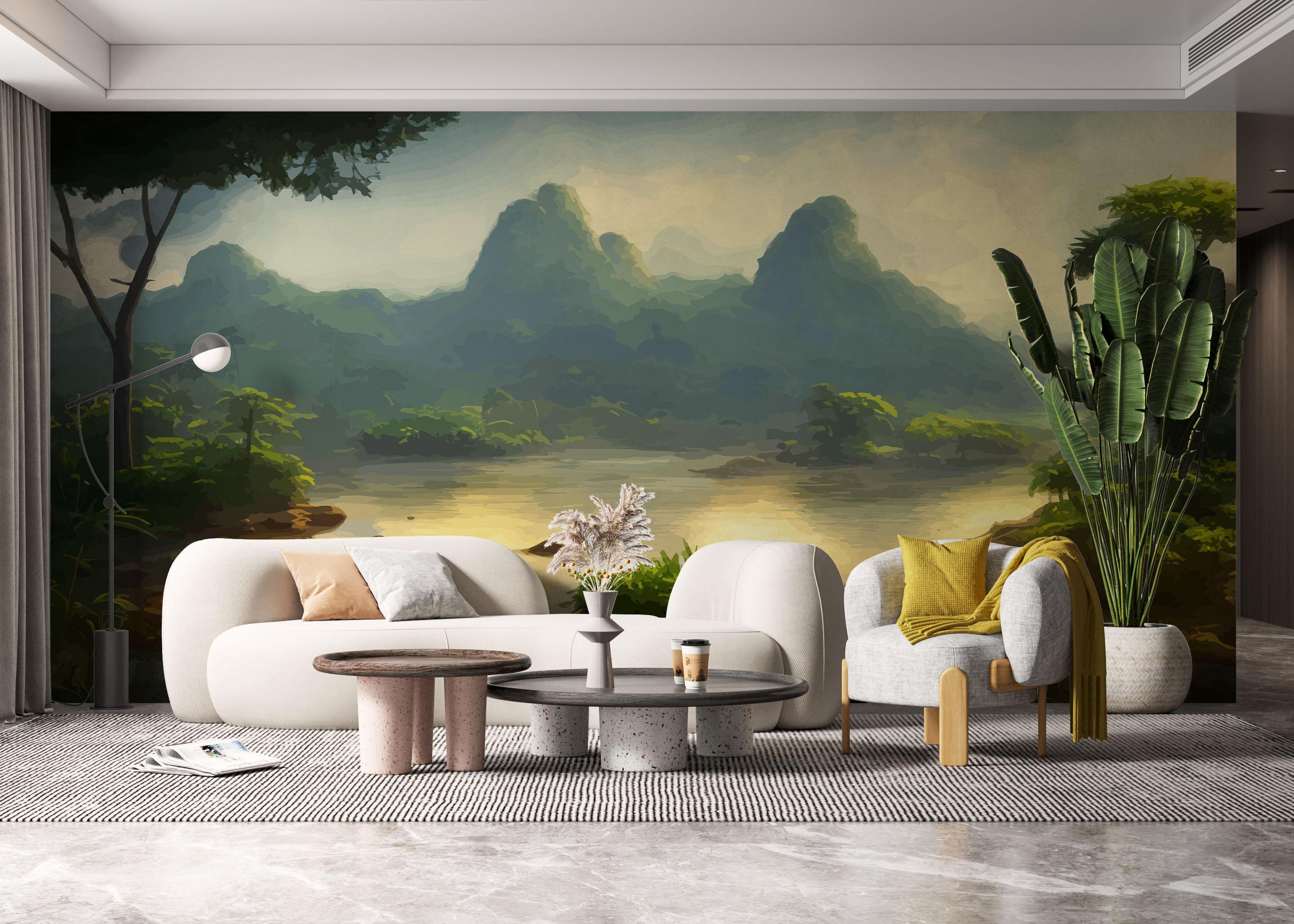 Fototapete Beautiful Jungle Lake mockup 6