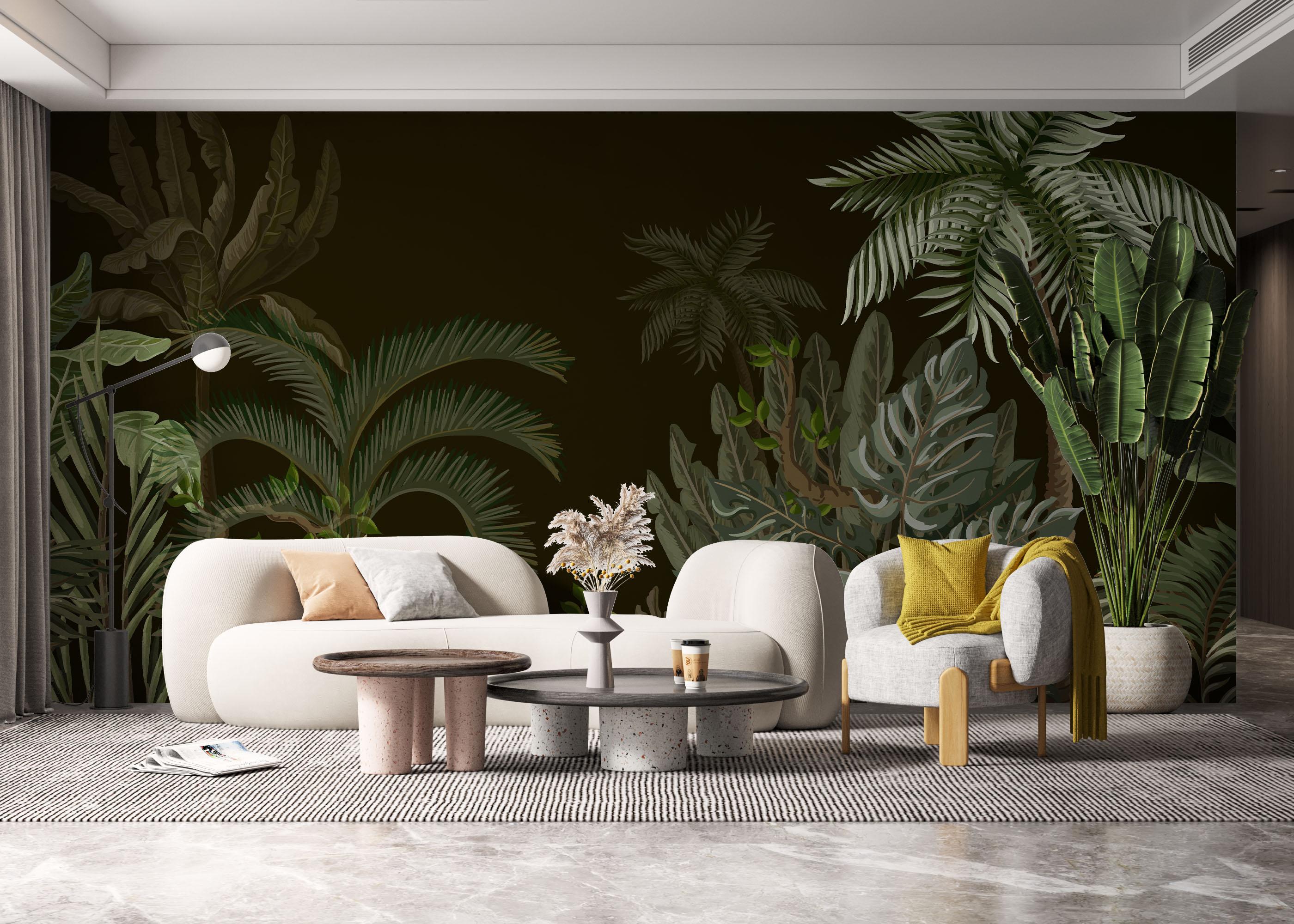 Fototapete Black Green Jungle mockup 6