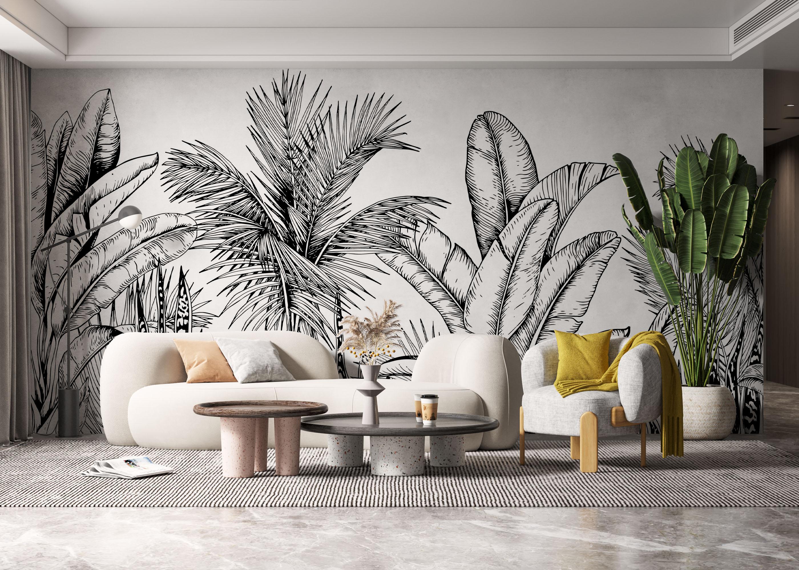 Fototapete Black White Jungle mockup 6