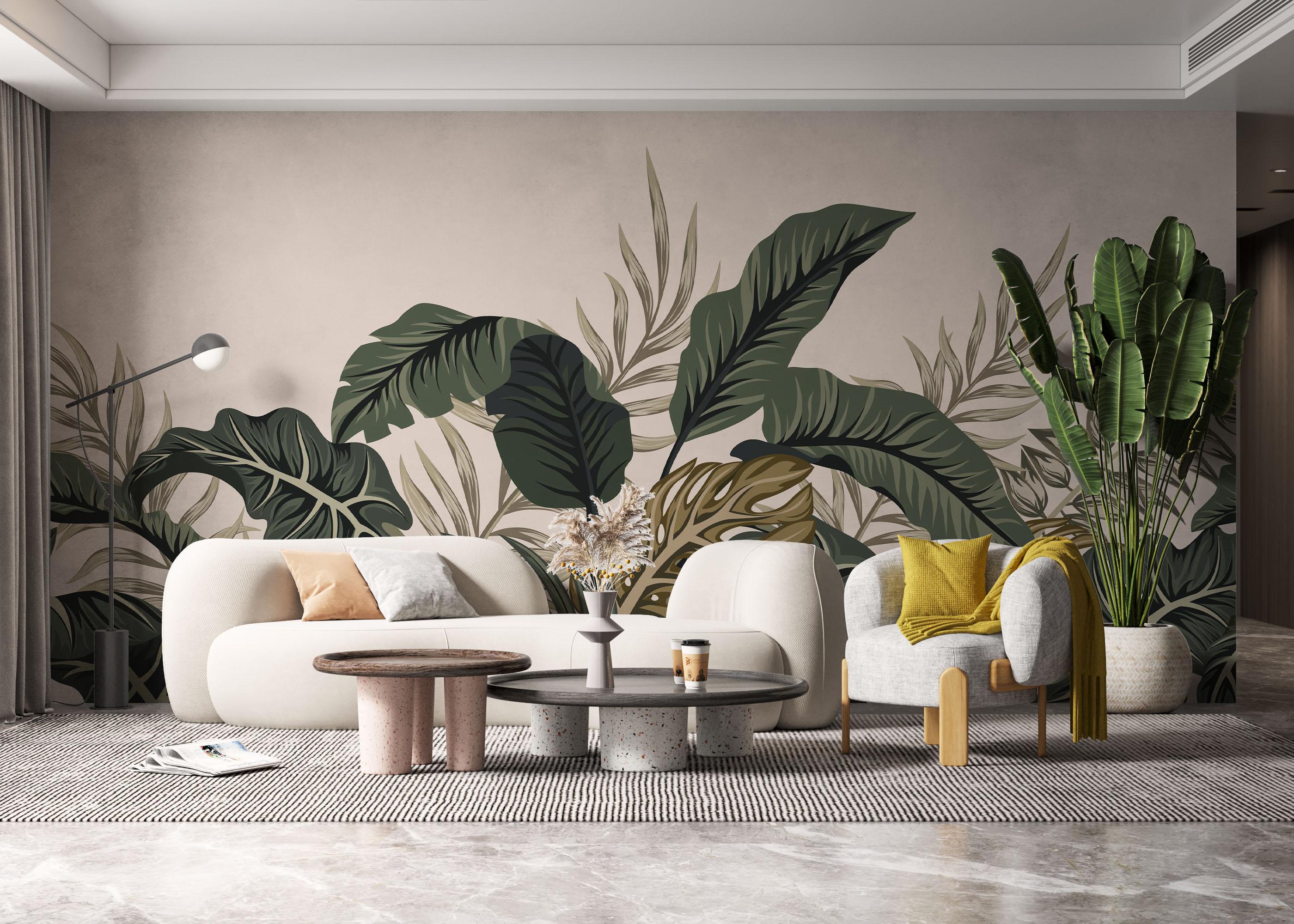 Fototapete Cream Green Jungle mockup 6