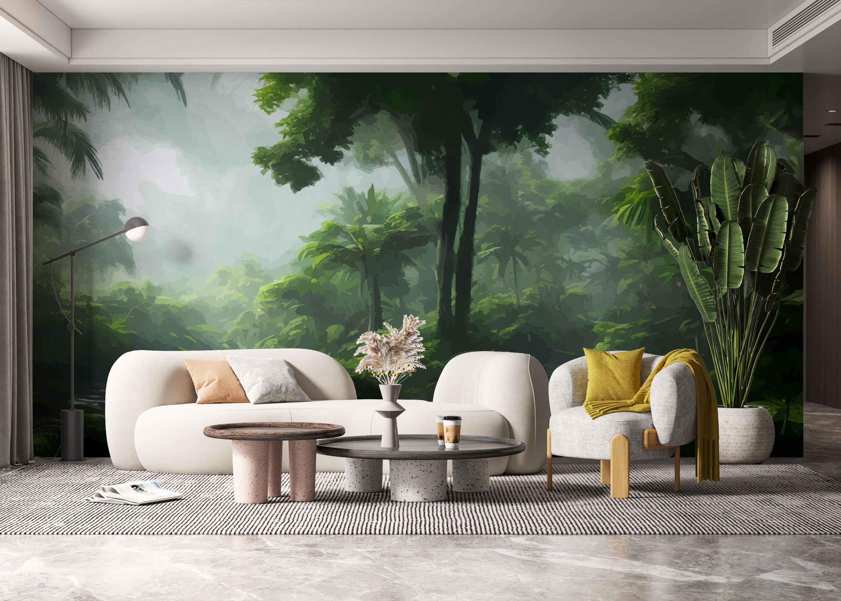 Fototapete Foggy Day Jungle mockup 6