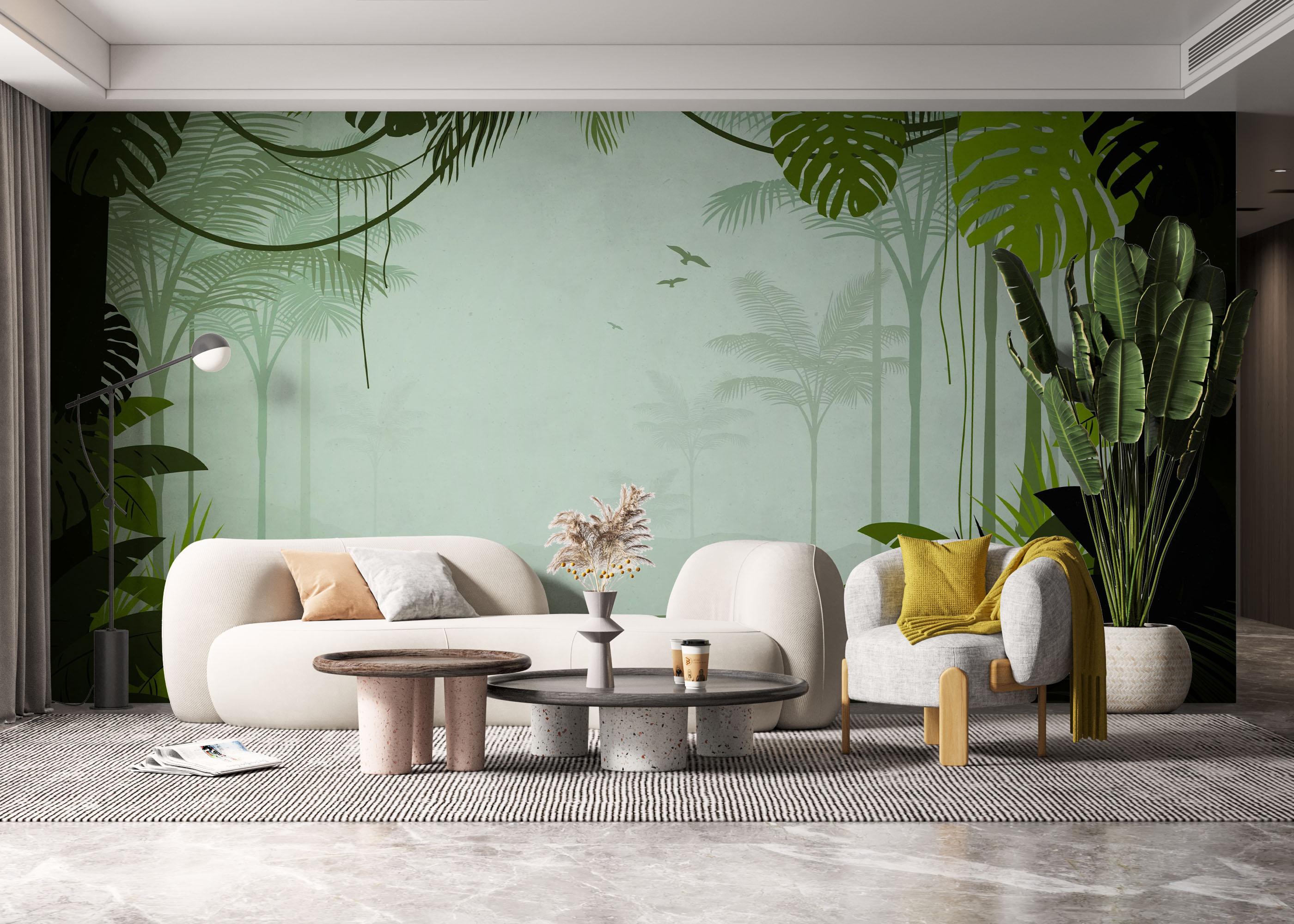 Fototapete Foggy View Jungle mockup 6