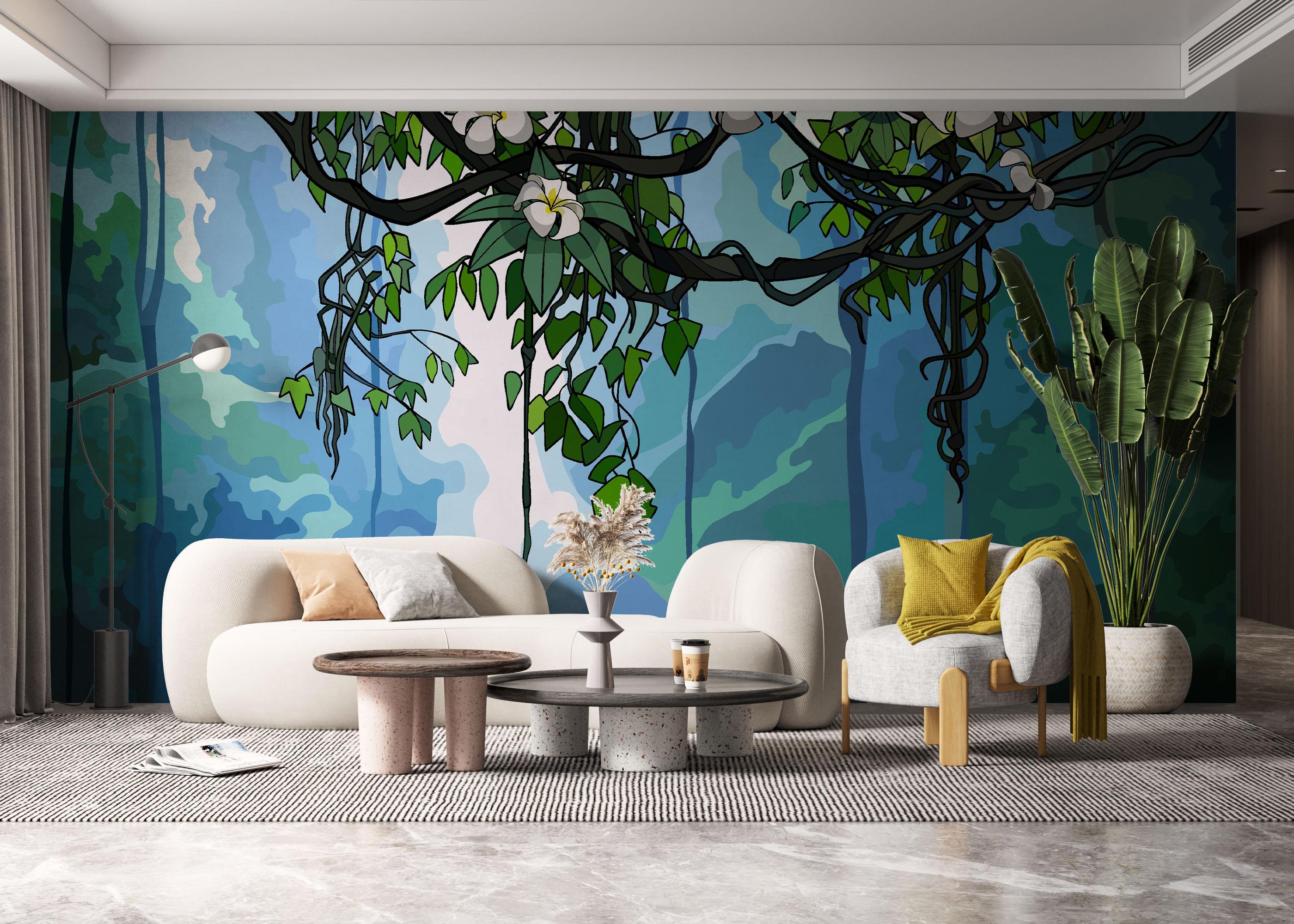 Fototapete Jungle Falling Flower mockup 6