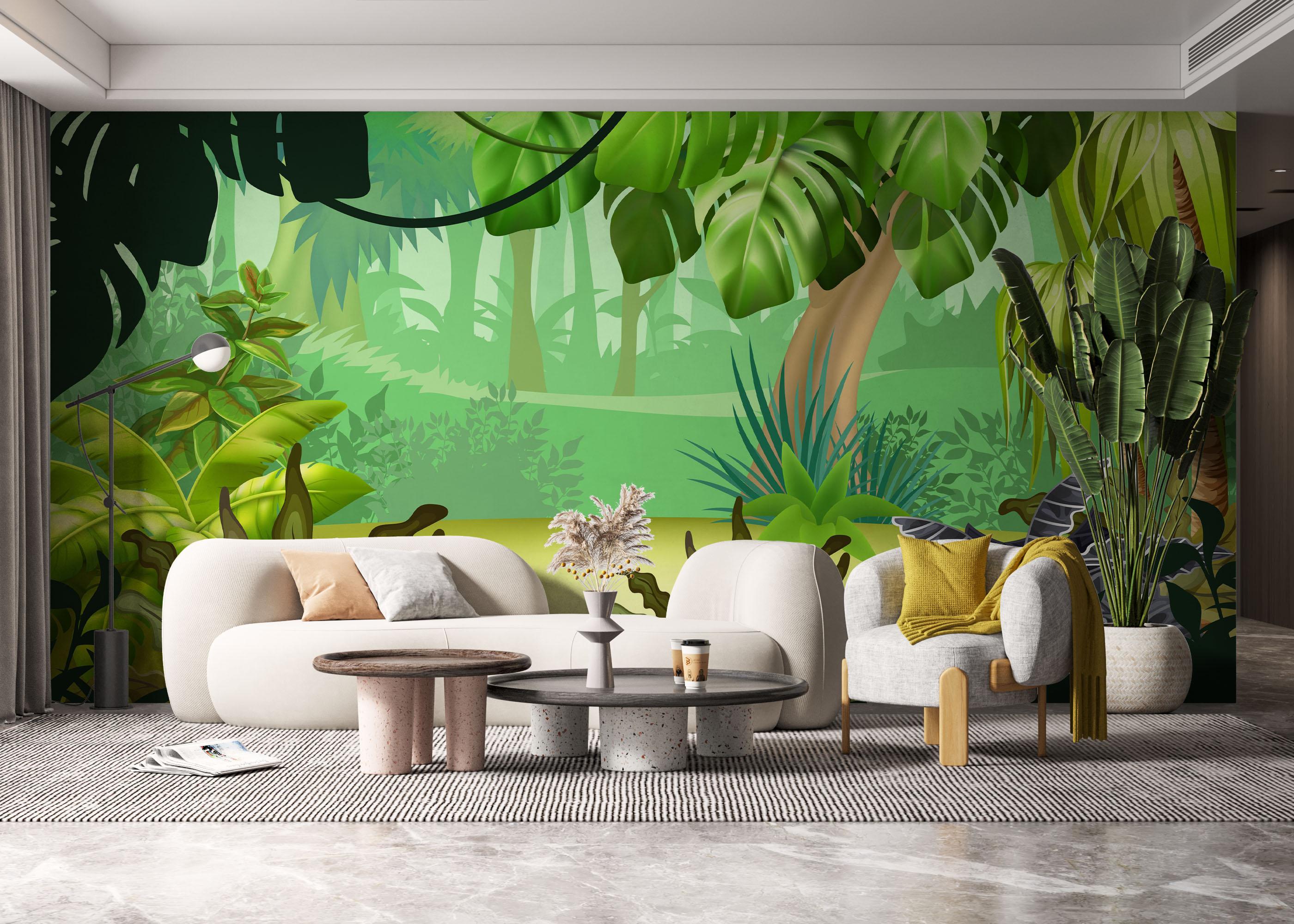 Fototapete Jungle Green Grey mockup 6