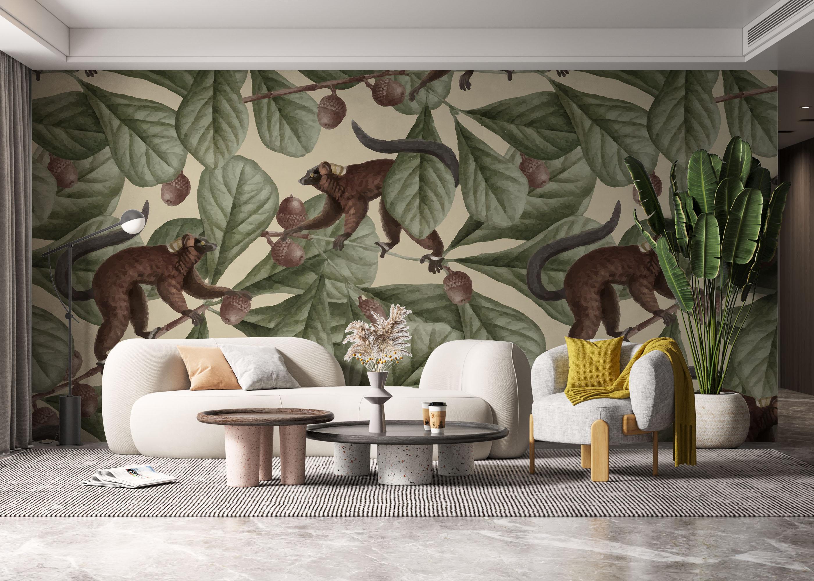 Fototapete Jungle Lemur Art mockup 6