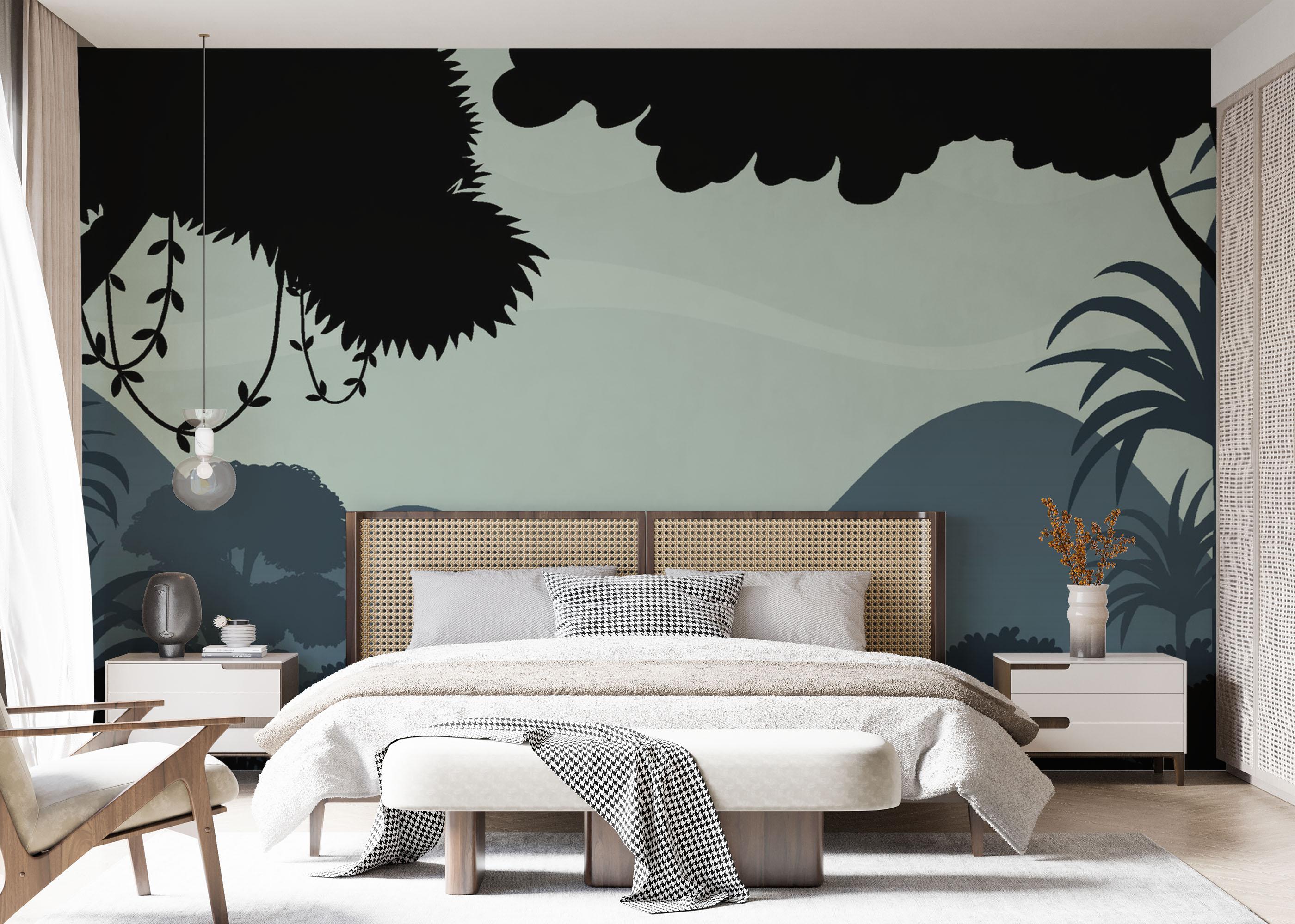 Fototapete Black Blue Forest mockup 7