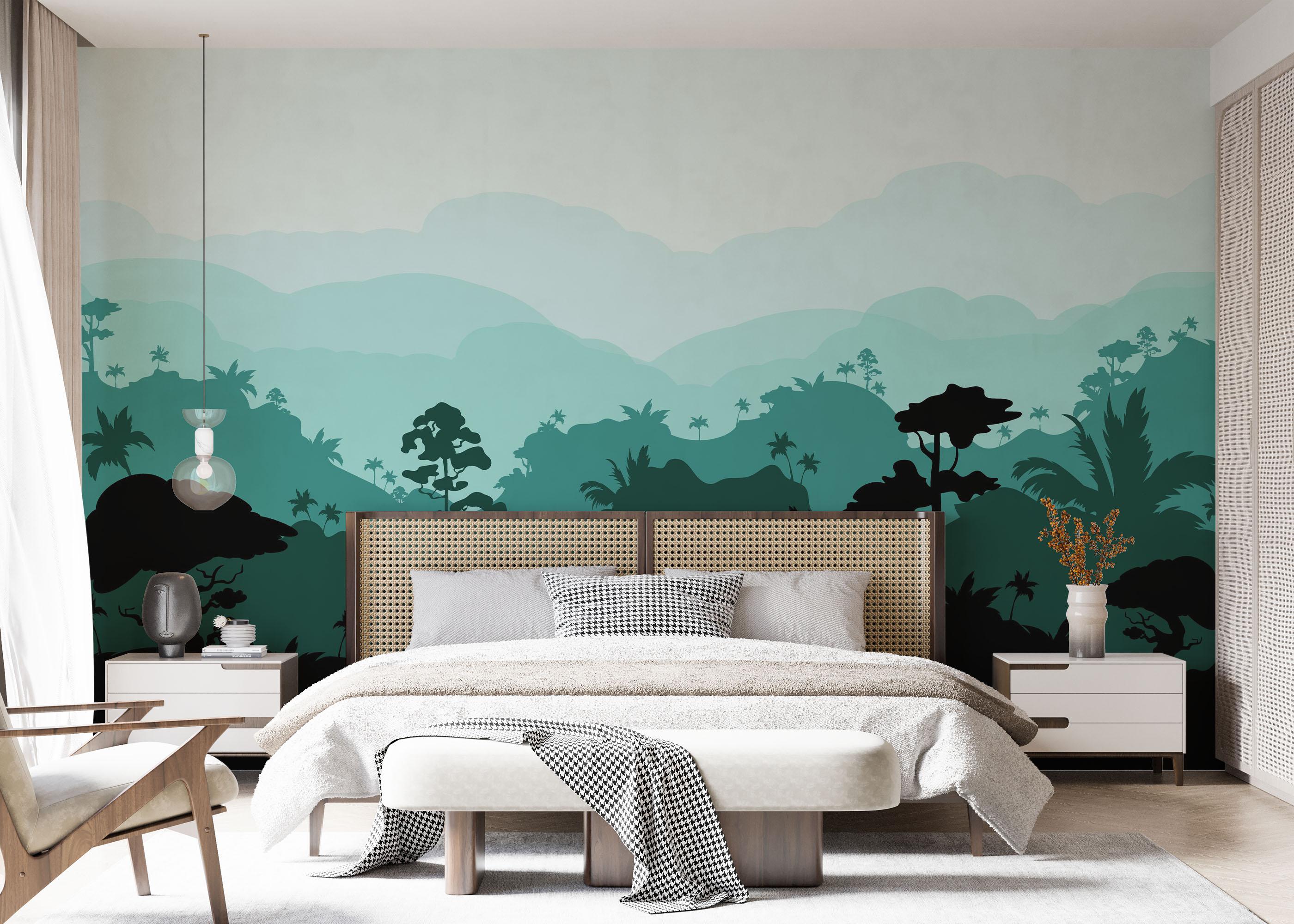 Fototapete Black Green Forest mockup 7